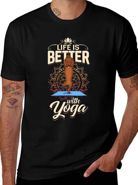 Yoga Dog Graphic T-Shirt - Life is Better with Yoga