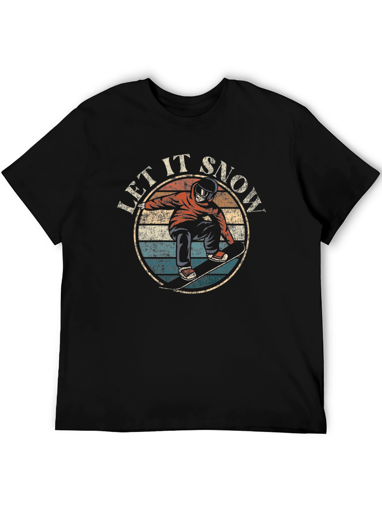 Let It Snow Snowboarder Graphic Tee - Retro Style