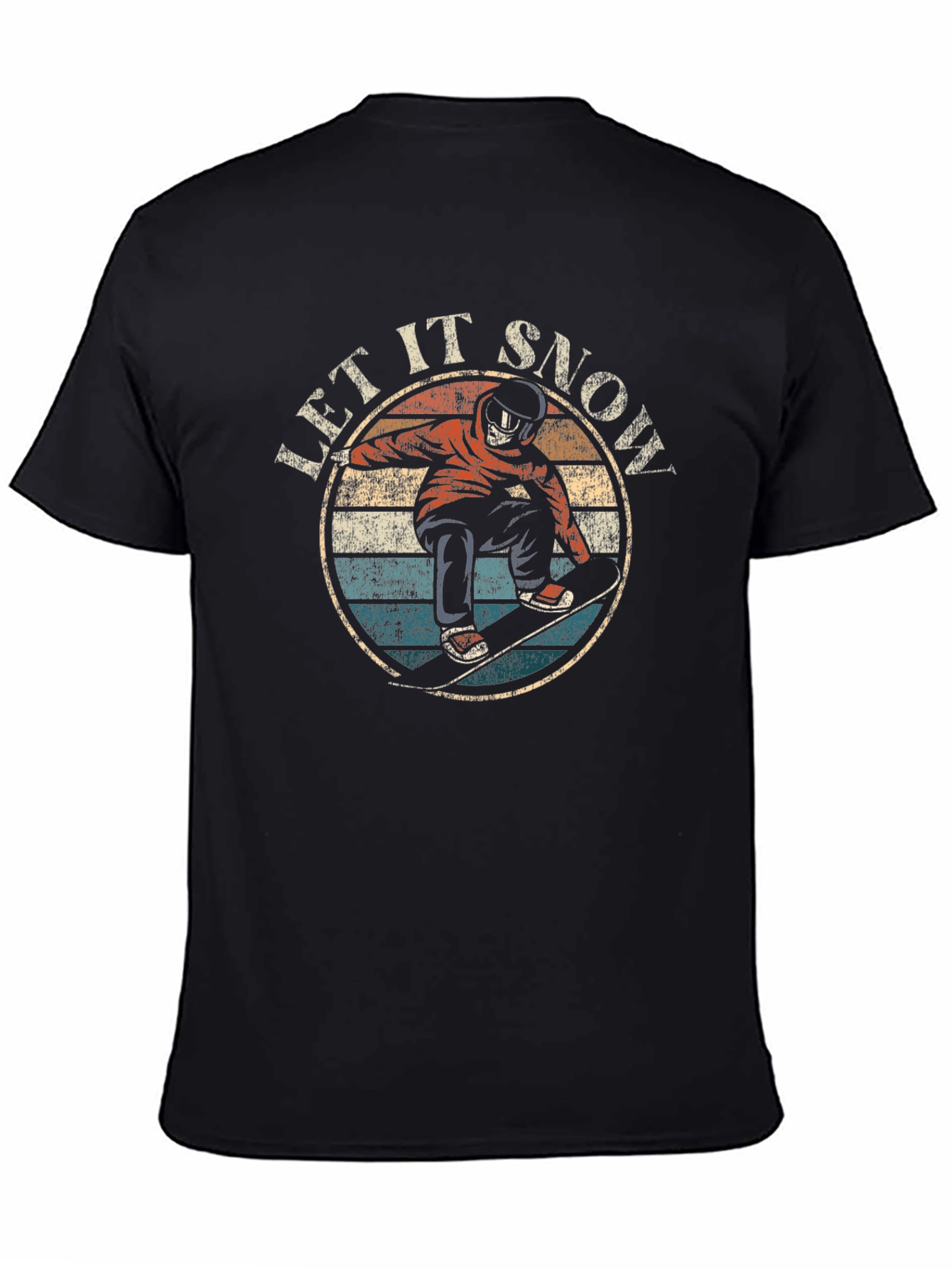 Let It Snow Snowboarder Graphic Tee - Retro Style
