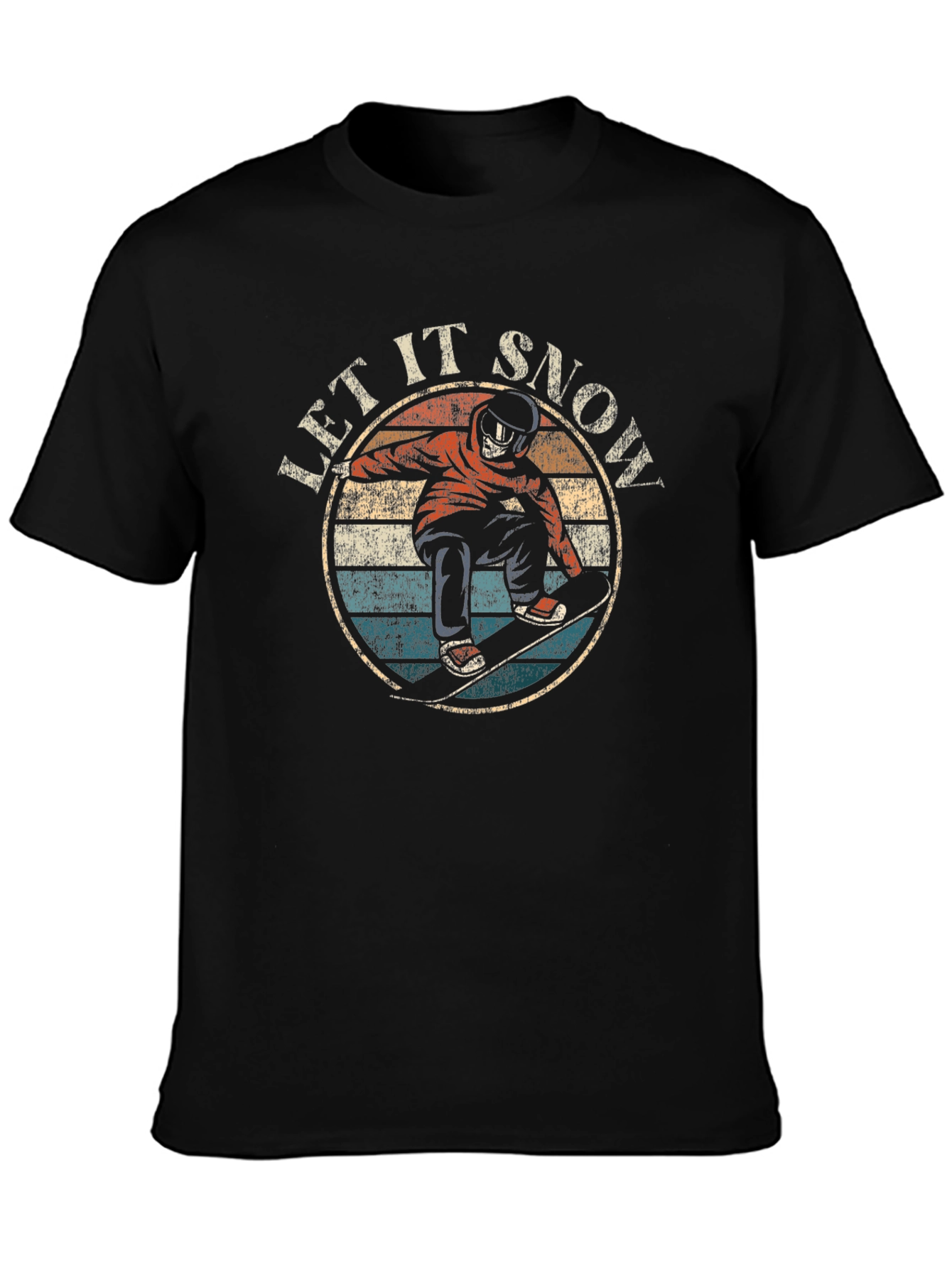 Let It Snow Snowboarder Graphic Tee - Retro Style