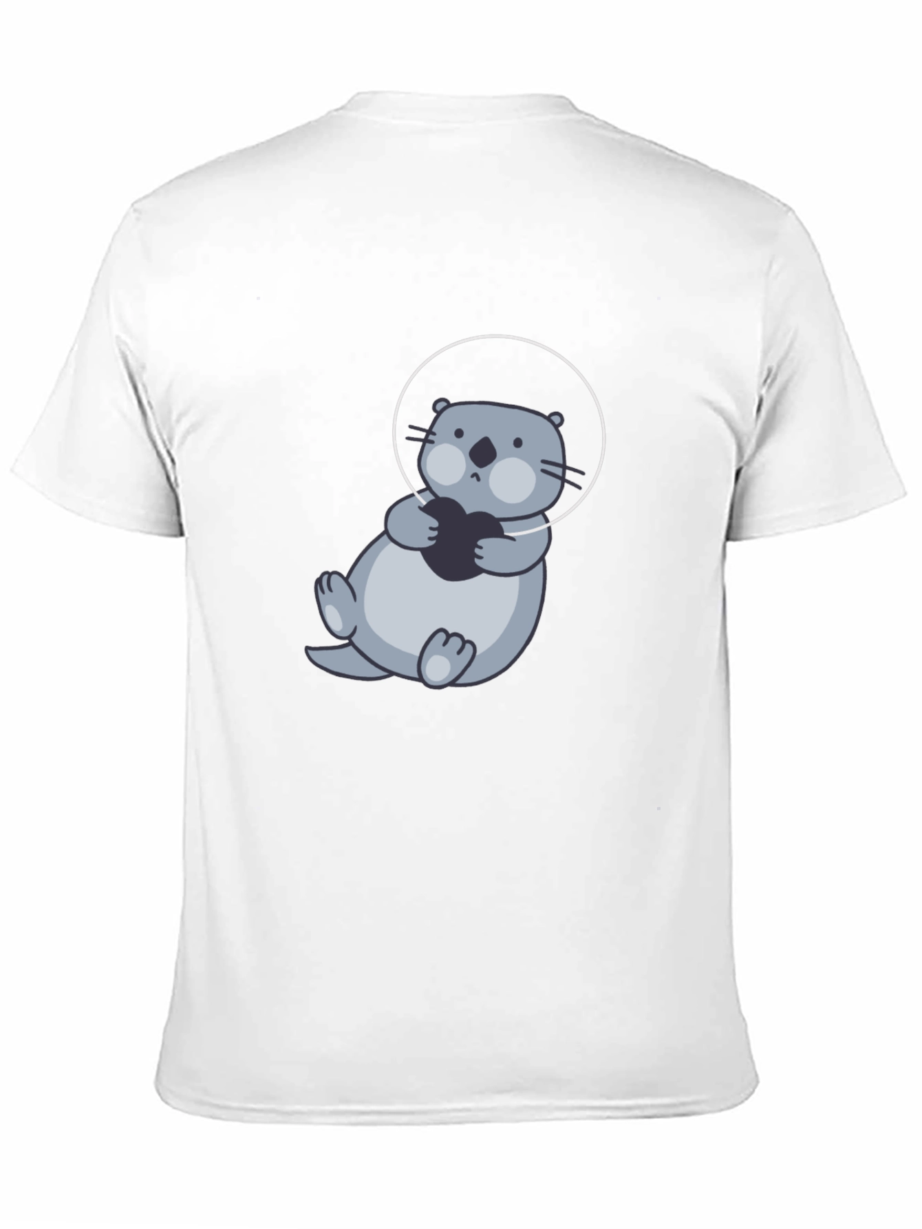 Cute Otter in Space T-Shirt - Black