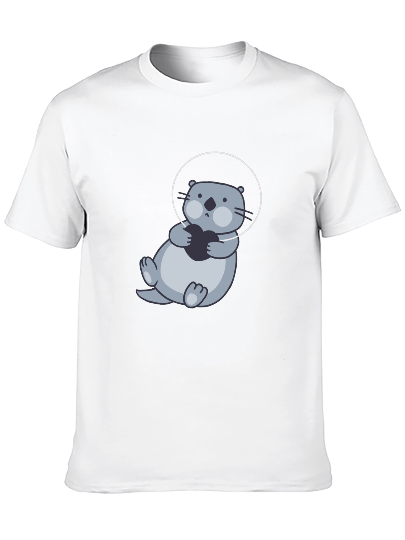 Cute Otter in Space T-Shirt - Black