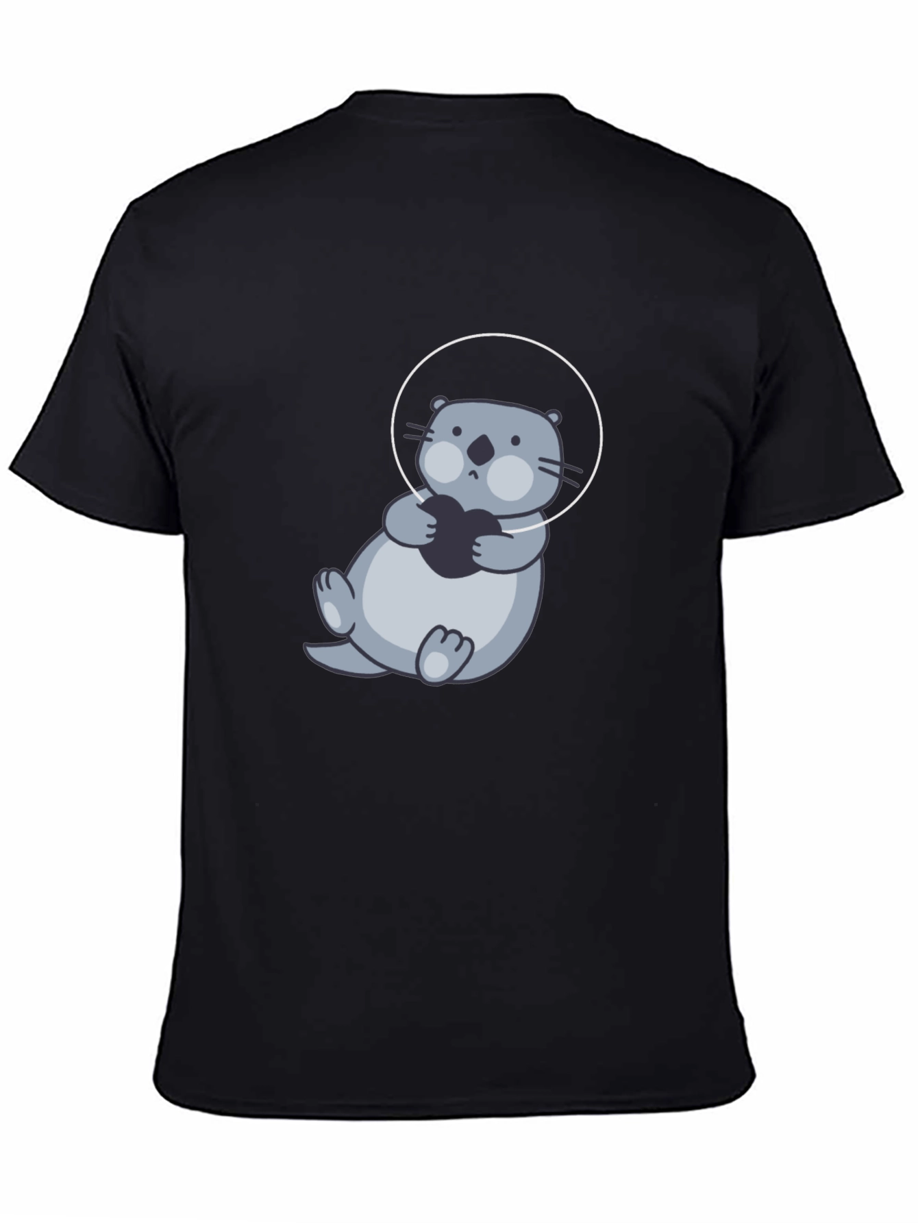 Cute Otter in Space T-Shirt - Black