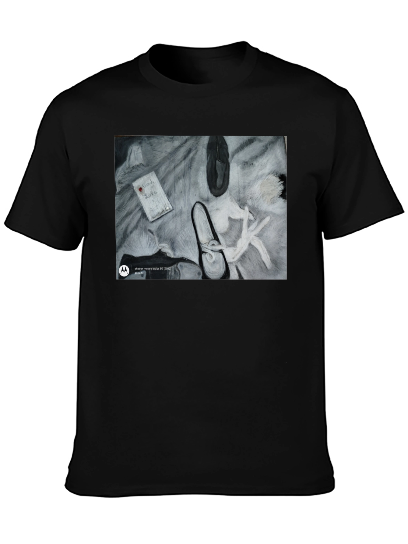 Artistic Graphic Print Black T-Shirt
