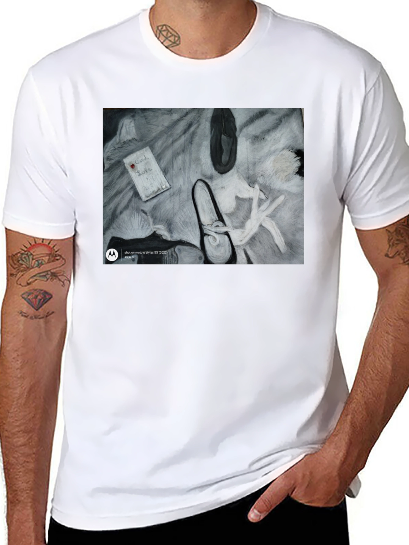 Artistic Graphic Print Black T-Shirt