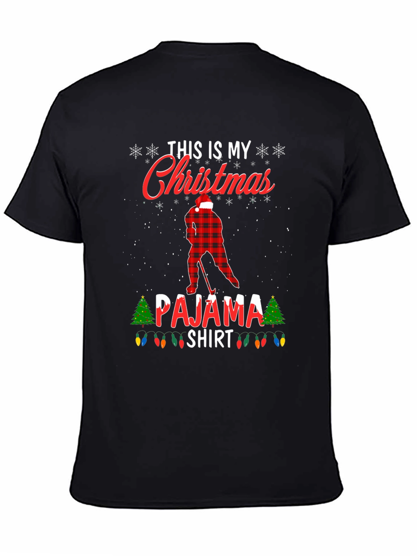 Christmas Pajama Shirt Hockey Player Tee