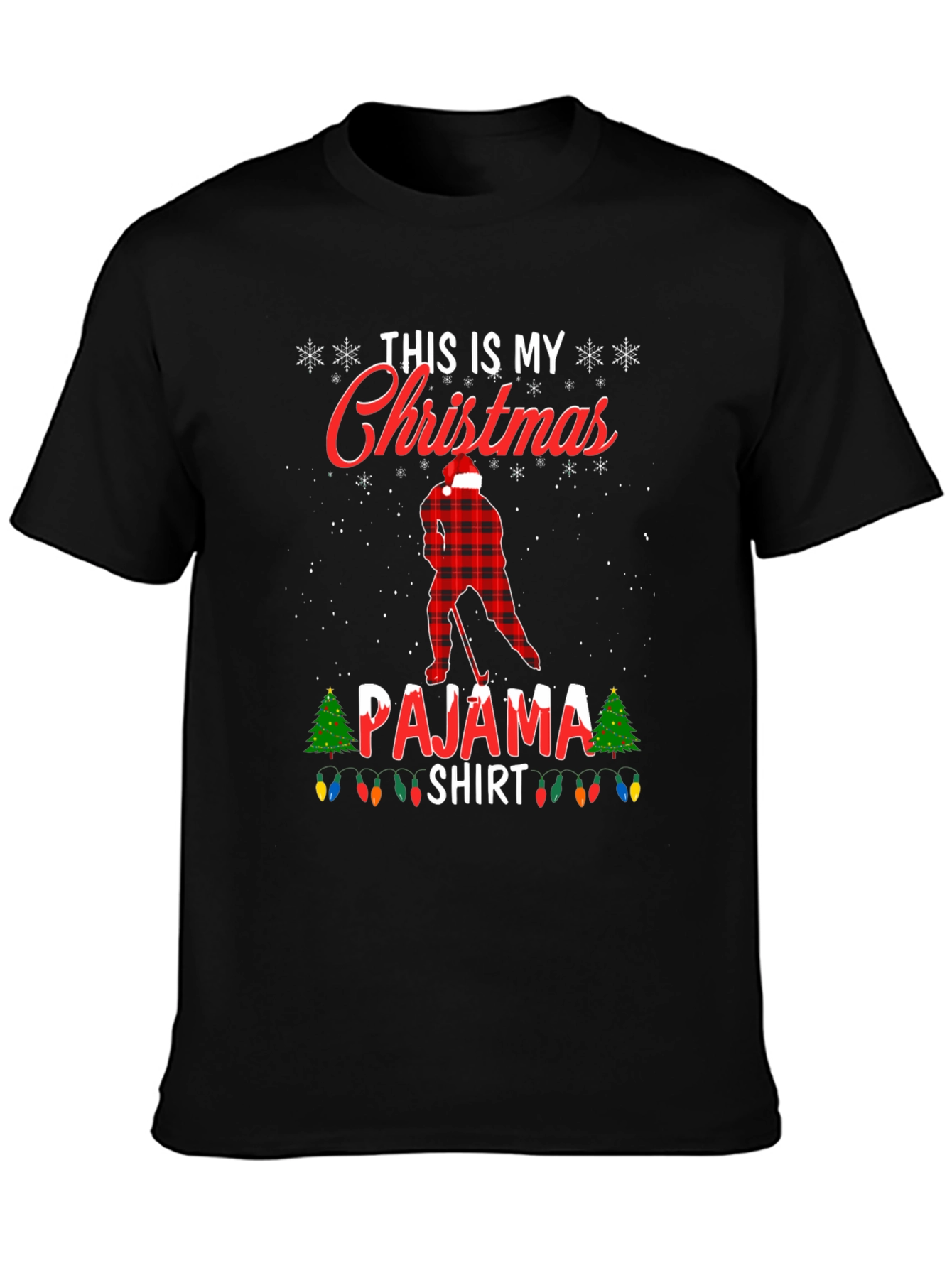 Christmas Pajama Shirt Hockey Player Tee