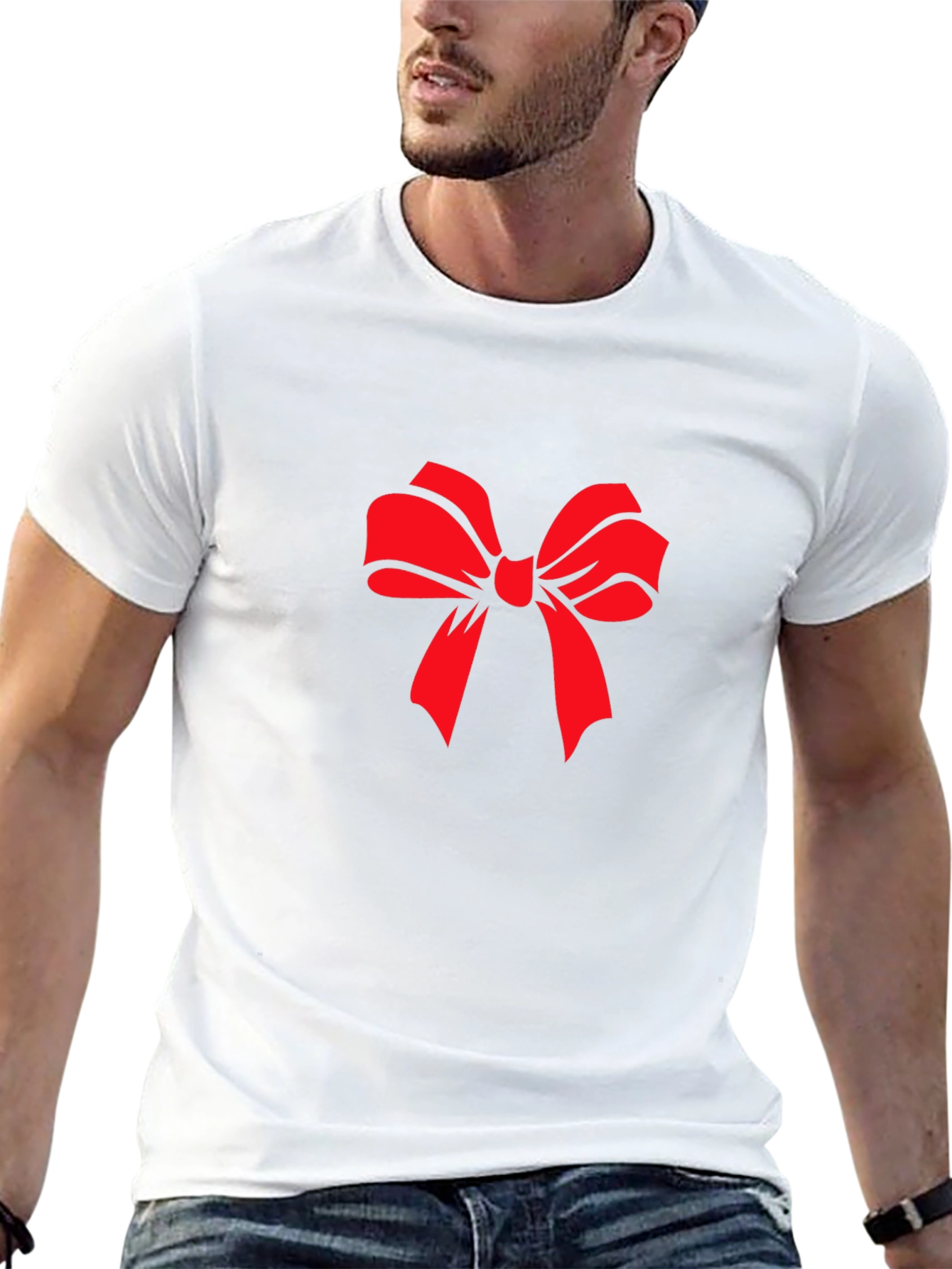 Red Bow Graphic Black T-Shirt - Stylish Casual Wear