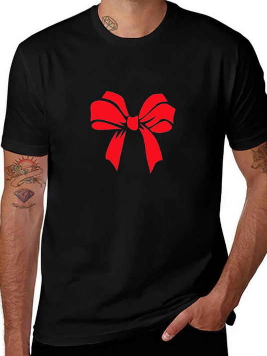 Red Bow Graphic Black T-Shirt - Stylish Casual Wear