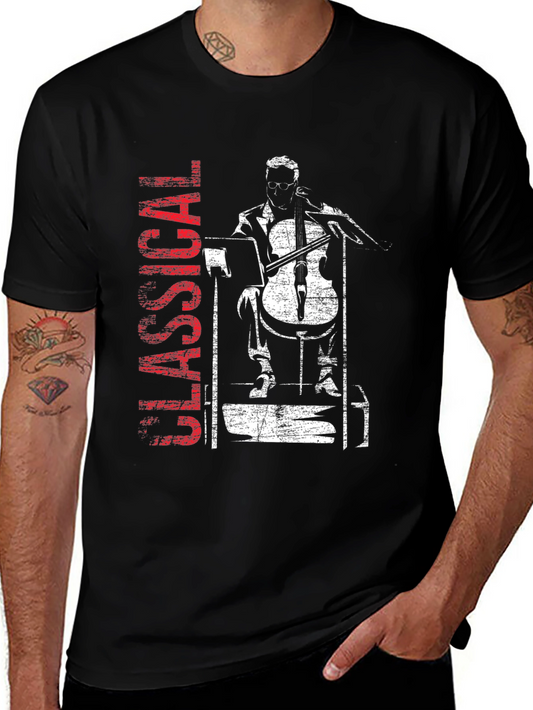Classical Musician Graphic Tee - Cello Player T-Shirt