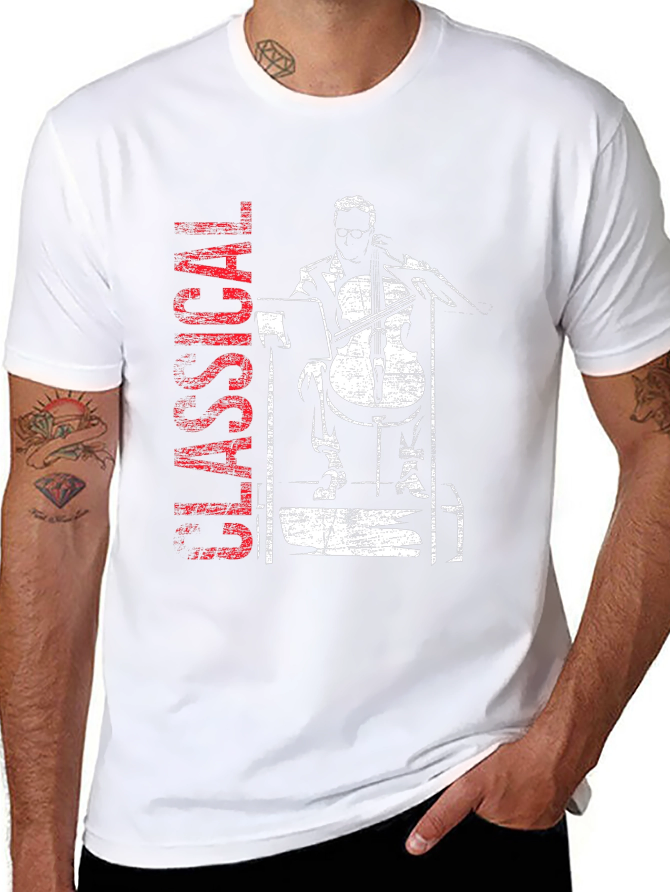 Classical Musician Graphic Tee - Cello Player T-Shirt