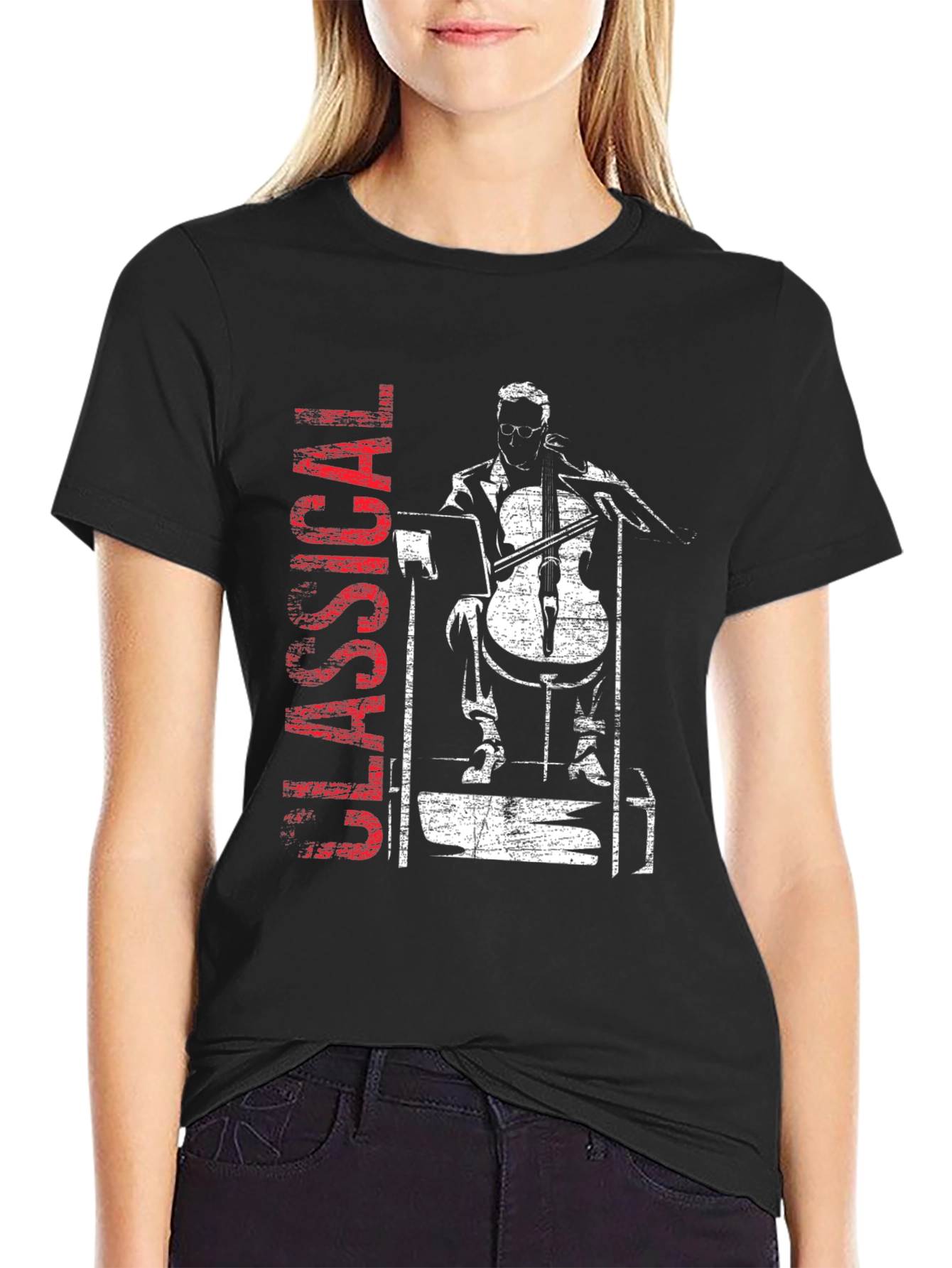 Classical Musician Graphic Tee - Cello Player T-Shirt