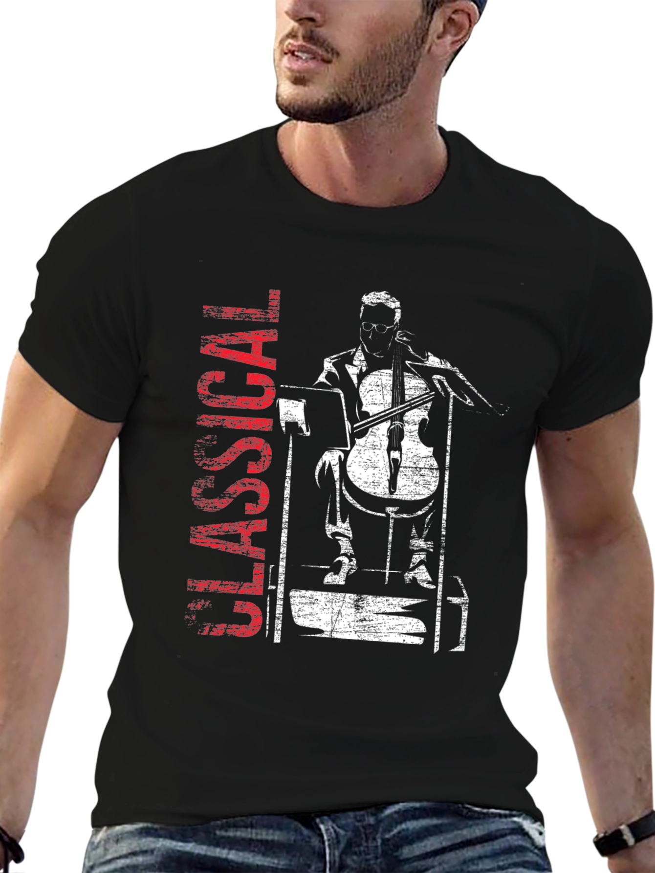 Classical Musician Graphic Tee - Cello Player T-Shirt
