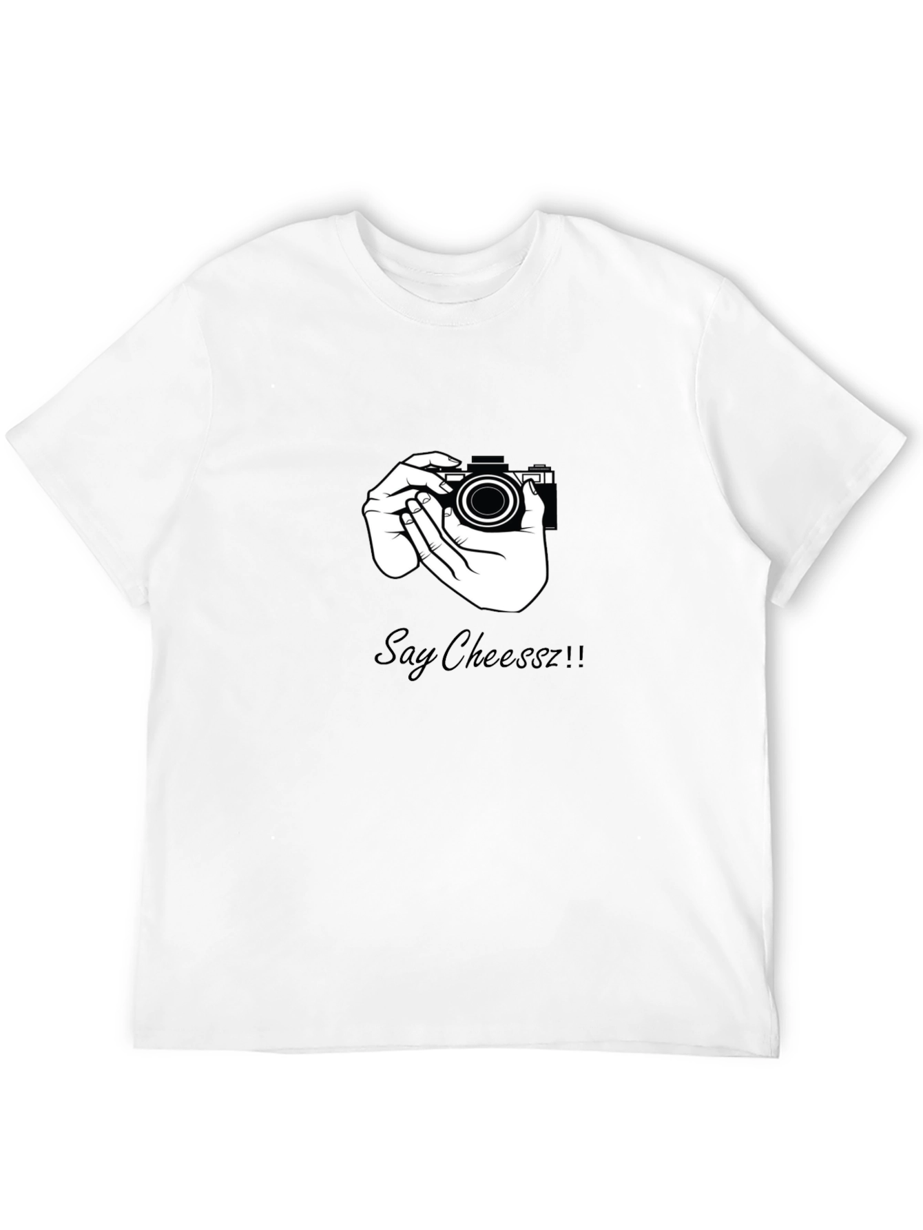 Say Cheeszz!! Black T-Shirt with Camera Graphic
