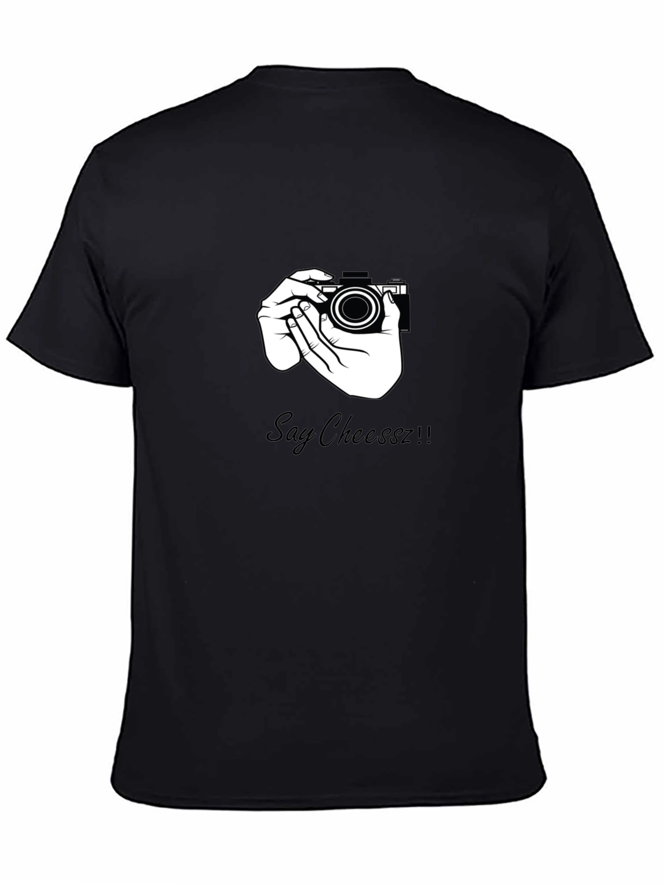Say Cheeszz!! Black T-Shirt with Camera Graphic