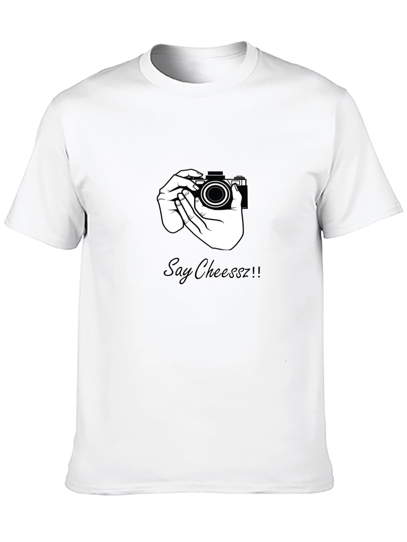 Say Cheeszz!! Black T-Shirt with Camera Graphic