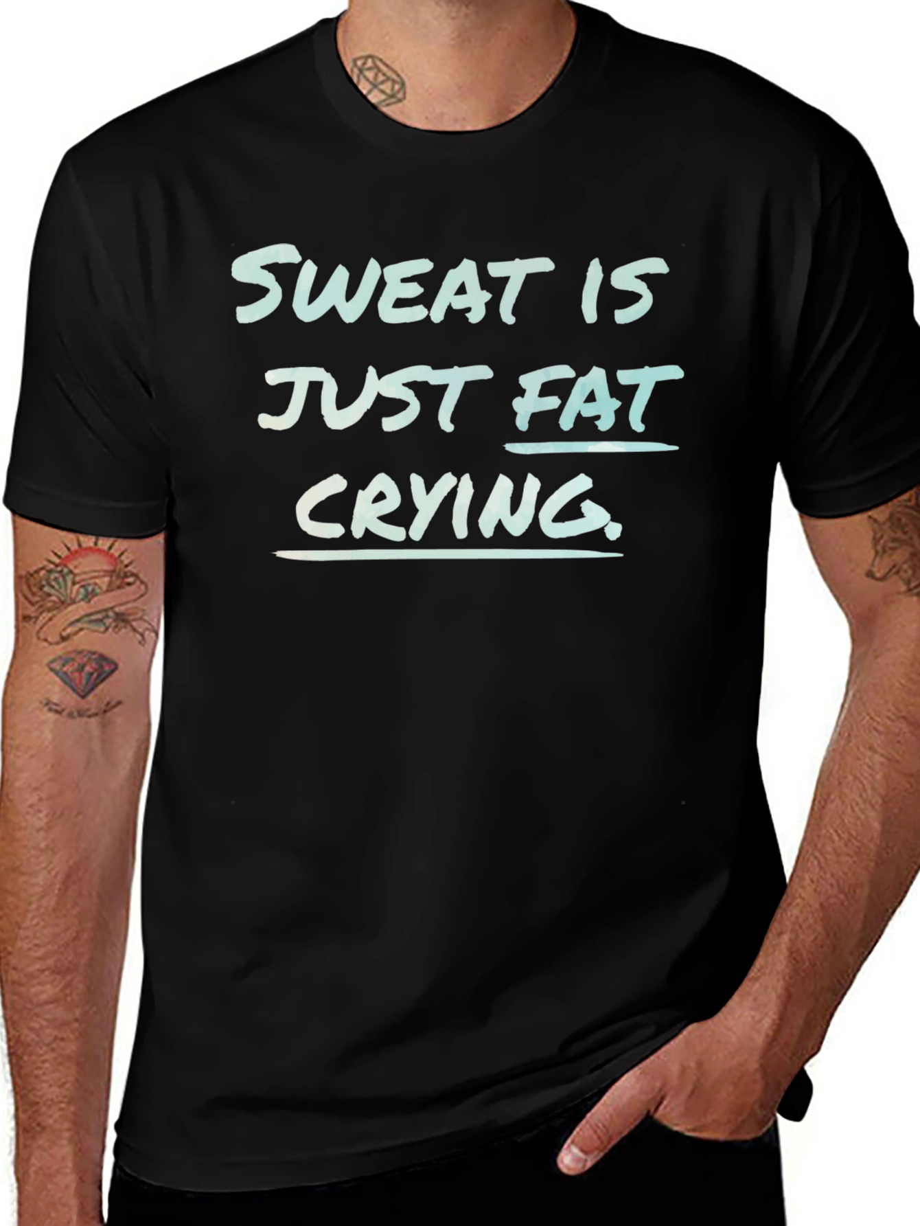 Sweat is Fat Crying Graphic Tee - Gym Motivation