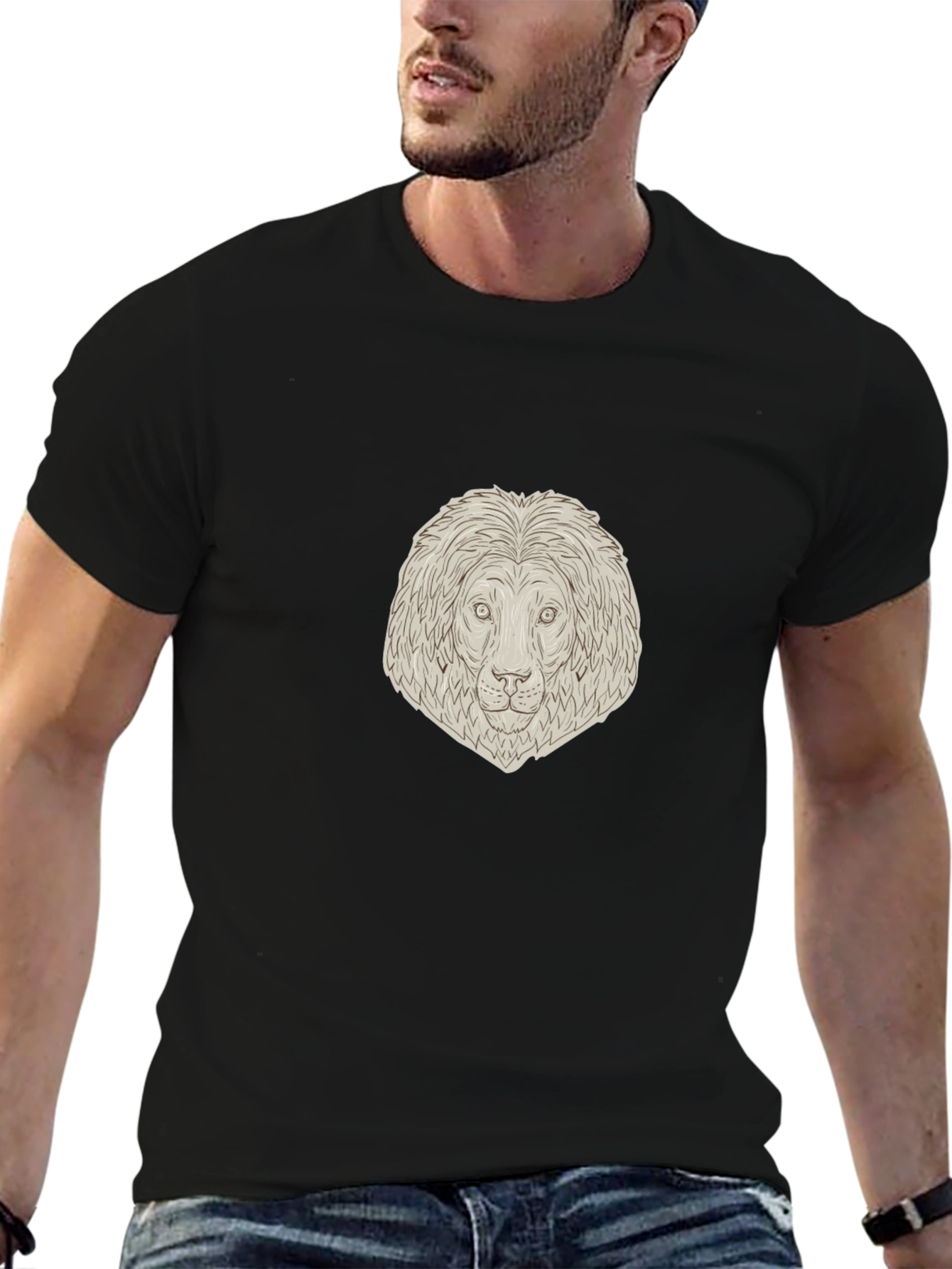 Lion Head Graphic Tee - Unisex Black T-Shirt