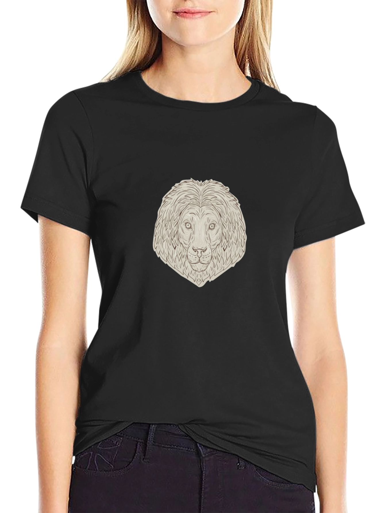 Lion Head Graphic Tee - Unisex Black T-Shirt