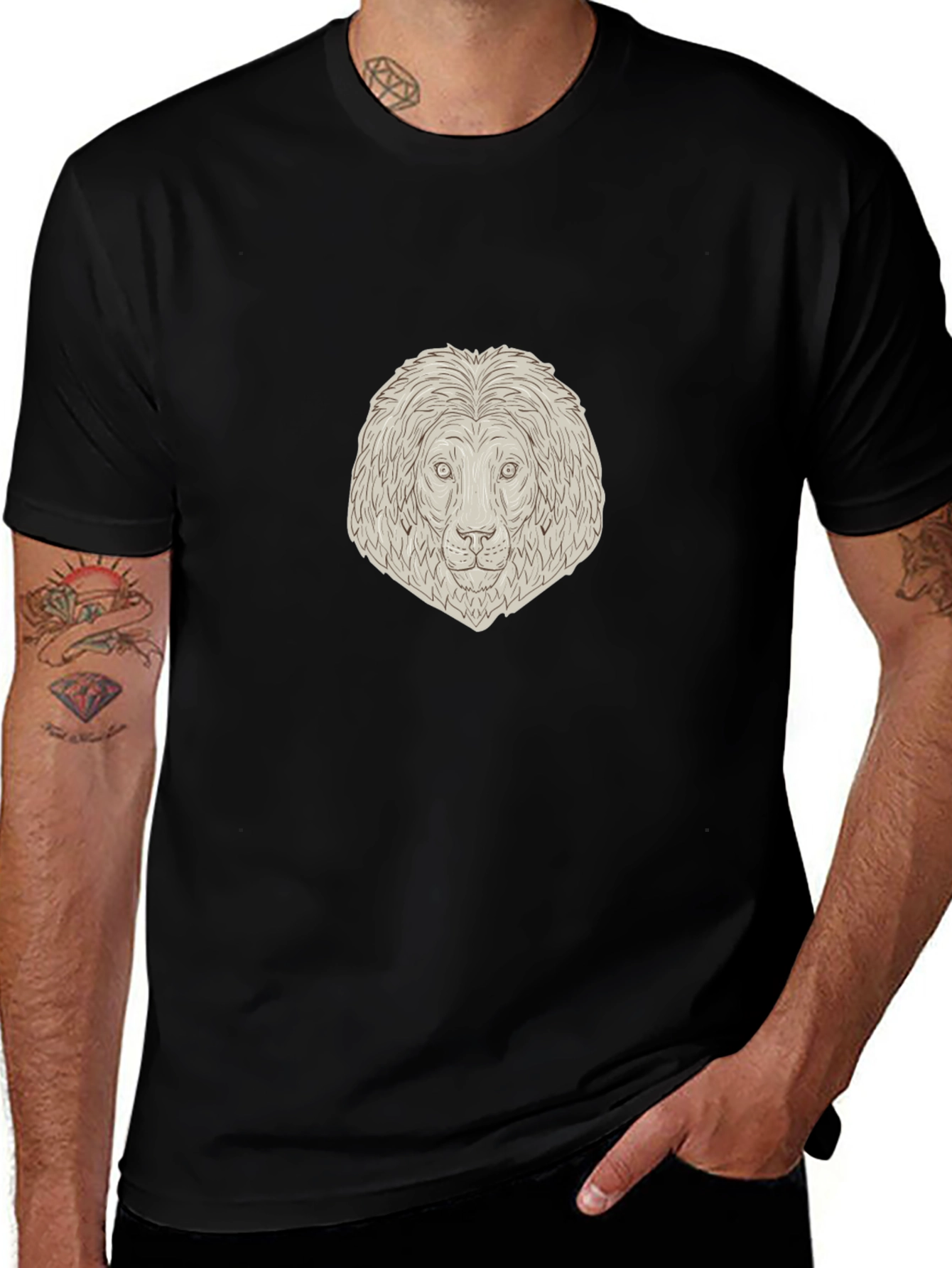 Lion Head Graphic Tee - Unisex Black T-Shirt