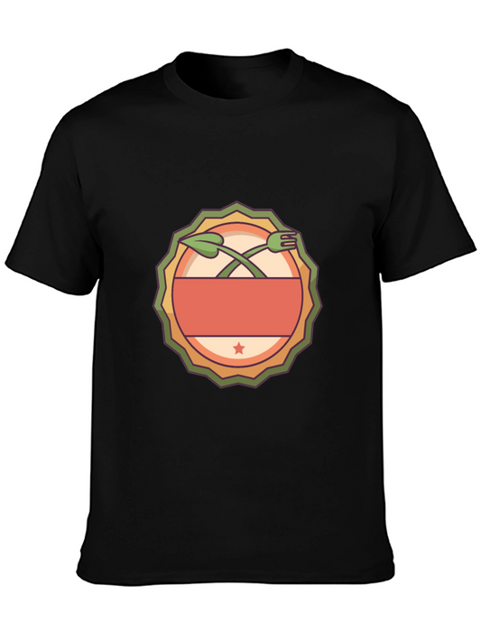 Unique Graphic Tee - Fork & Leaf Design