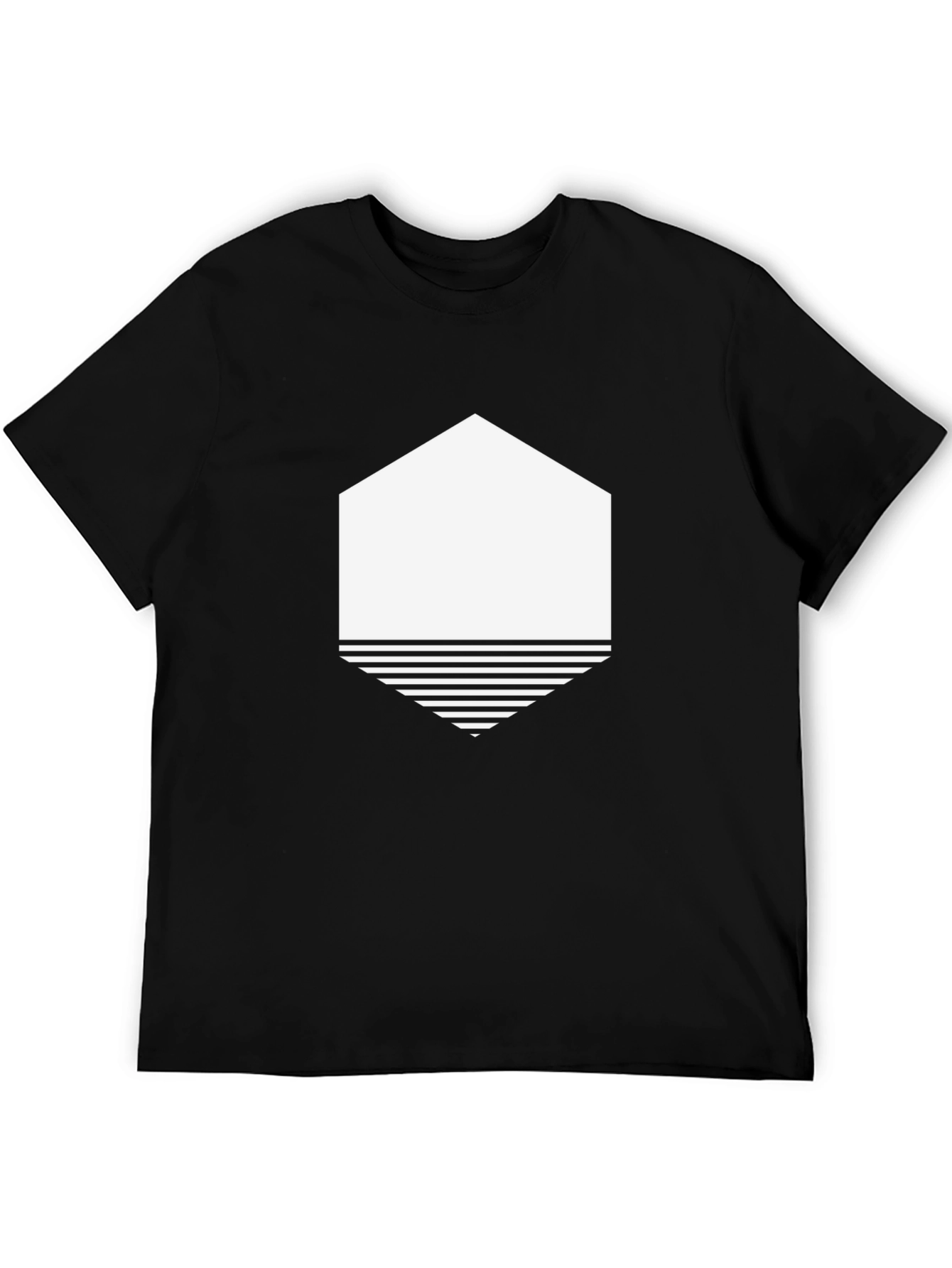Geometric Hexagon Graphic Tee - Modern Black T-Shirt