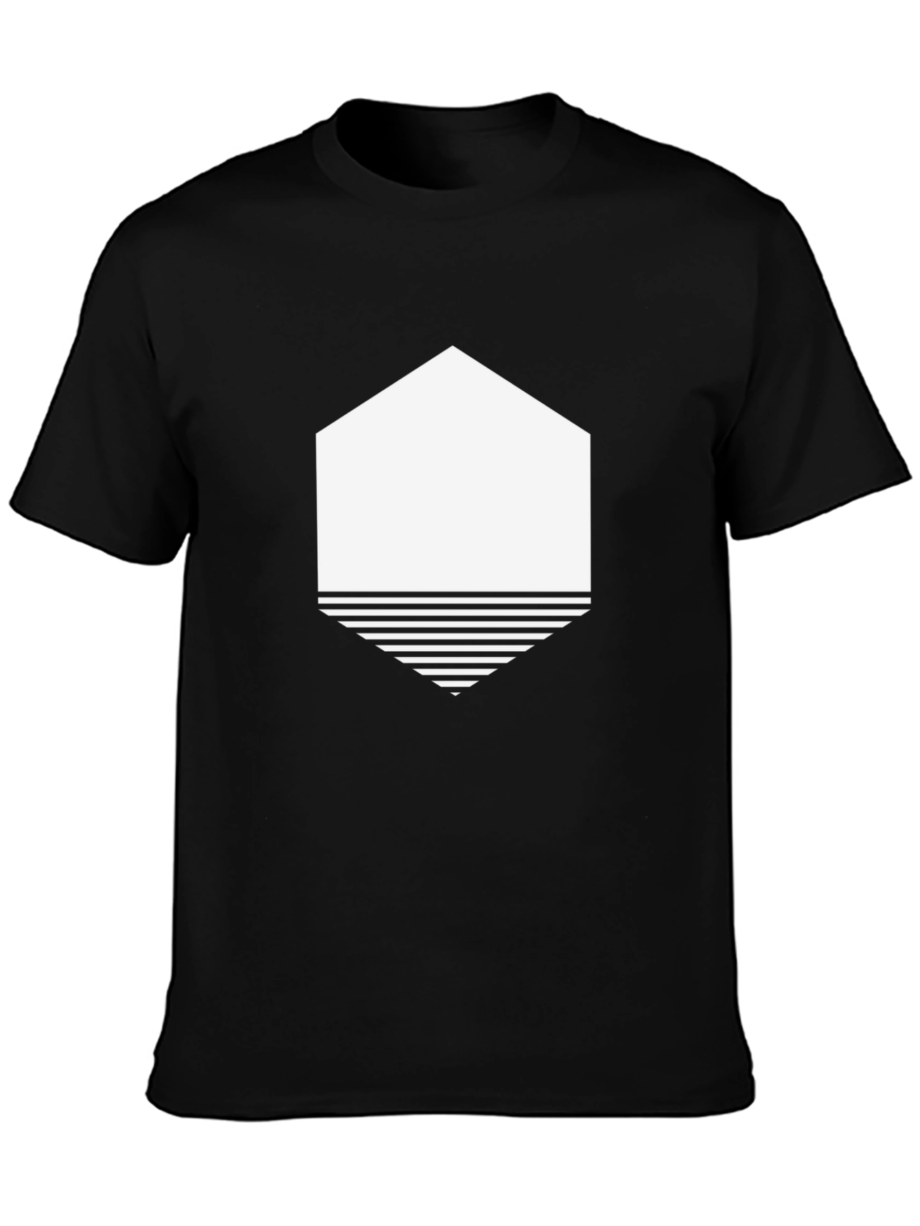 Geometric Hexagon Graphic Tee - Modern Black T-Shirt