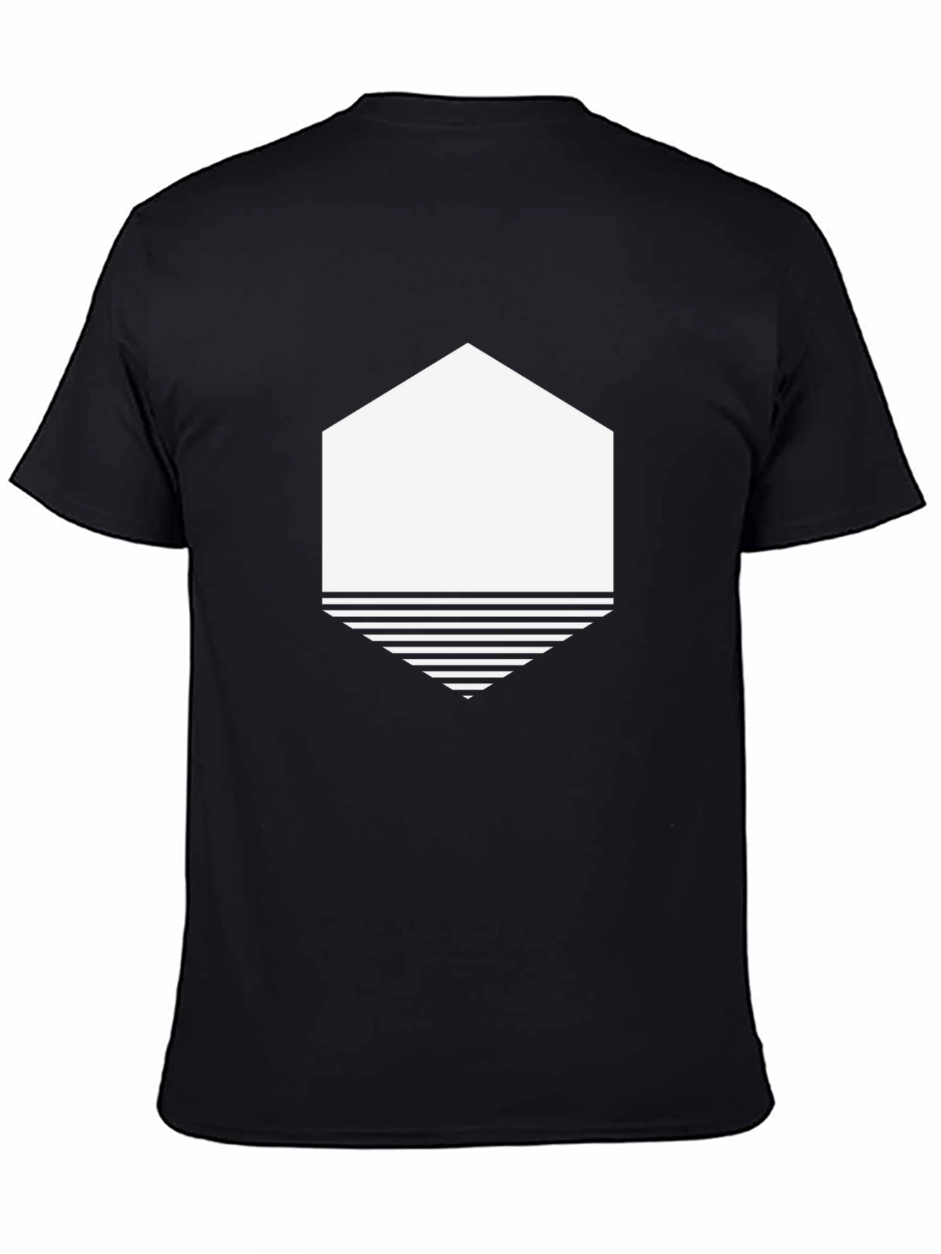 Geometric Hexagon Graphic Tee - Modern Black T-Shirt