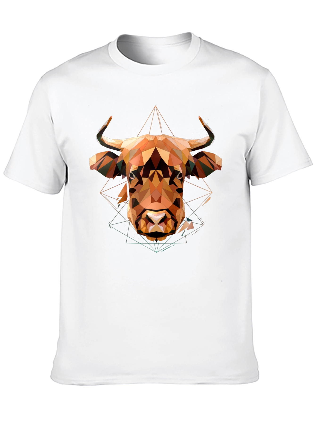 Geometric Bull Graphic Tee - Modern Mens Black T-Shirt