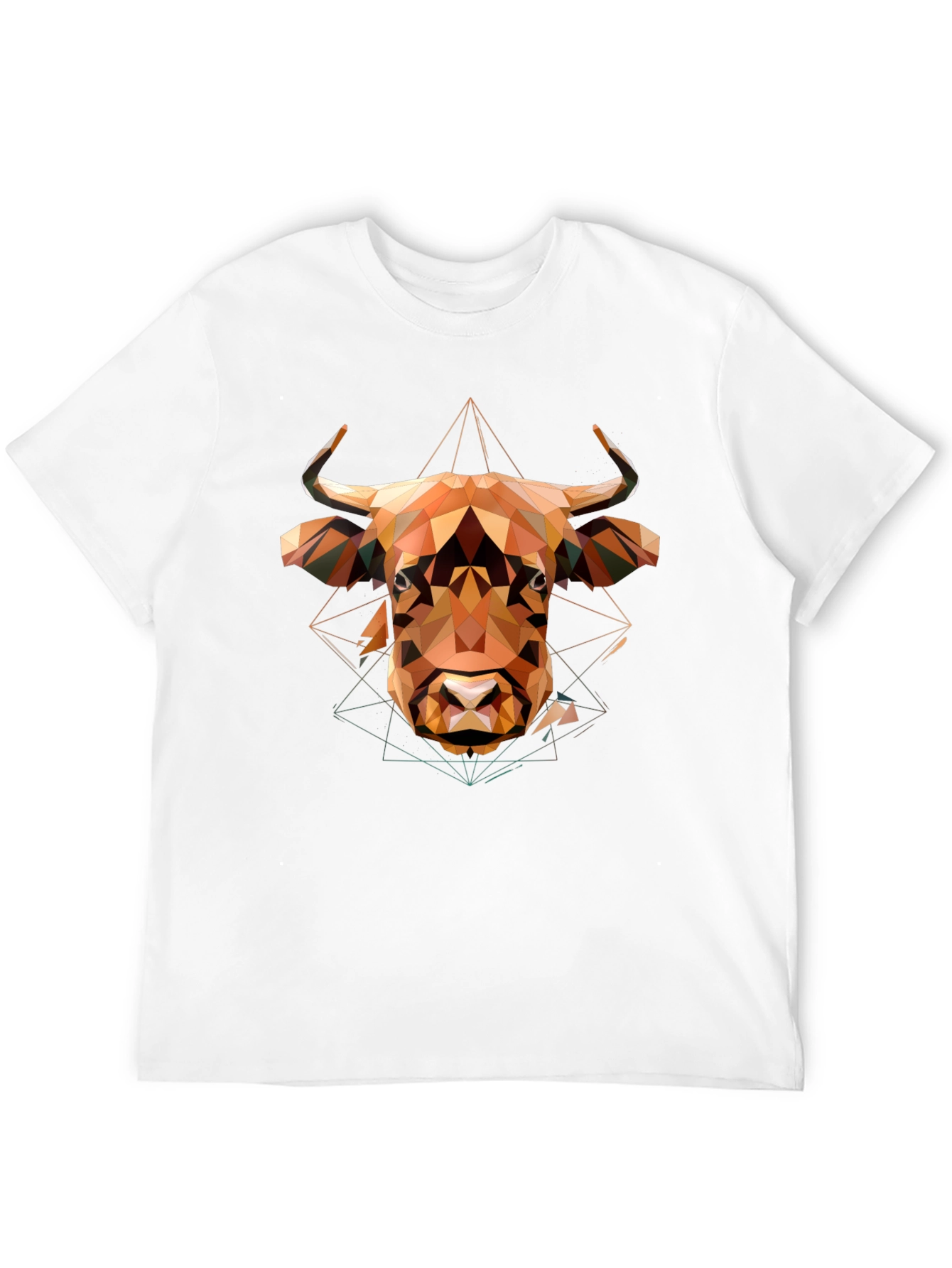 Geometric Bull Graphic Tee - Modern Mens Black T-Shirt