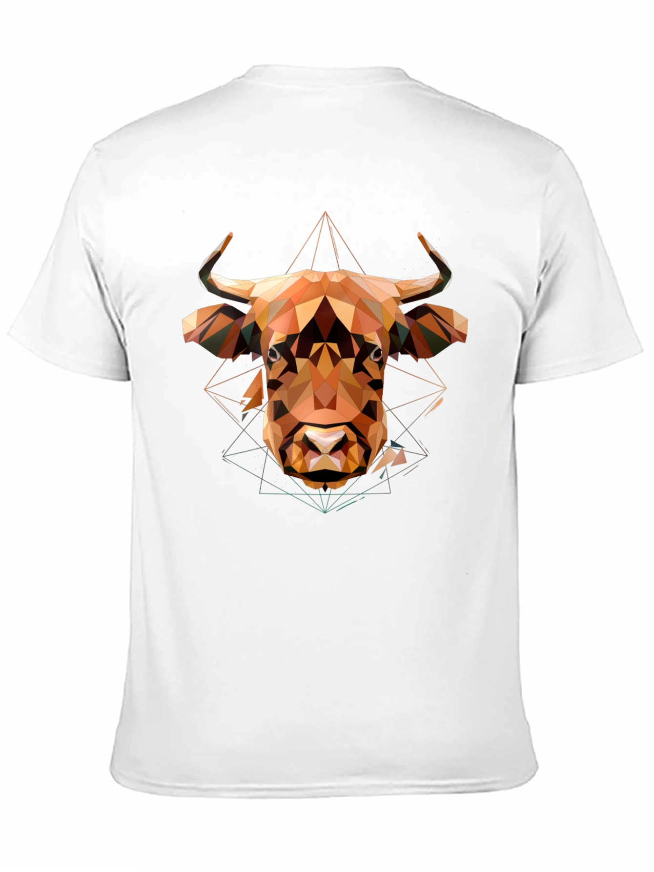 Geometric Bull Graphic Tee - Modern Mens Black T-Shirt