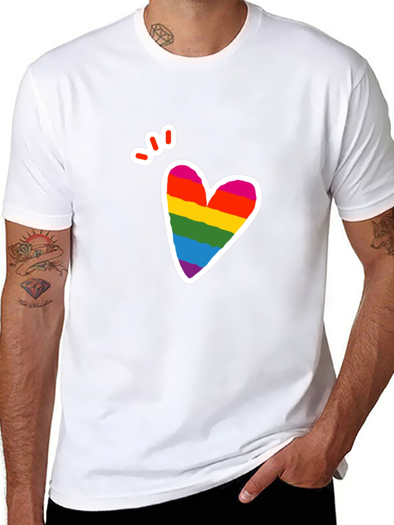Pride Heart Graphic Tee - Mens Black T-Shirt