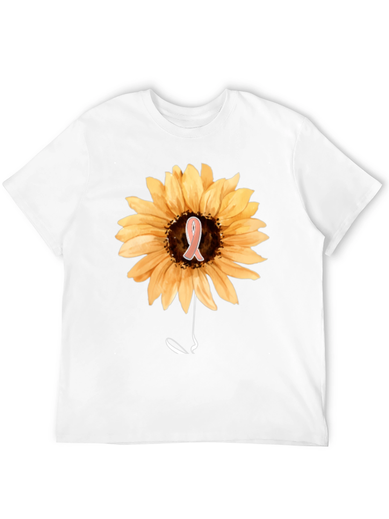 Sunflower Awareness Ribbon Black T-Shirt
