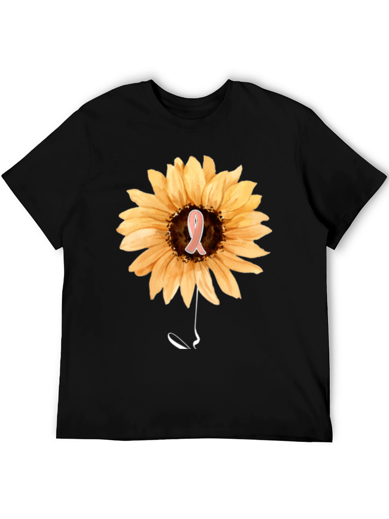 Sunflower Awareness Ribbon Black T-Shirt