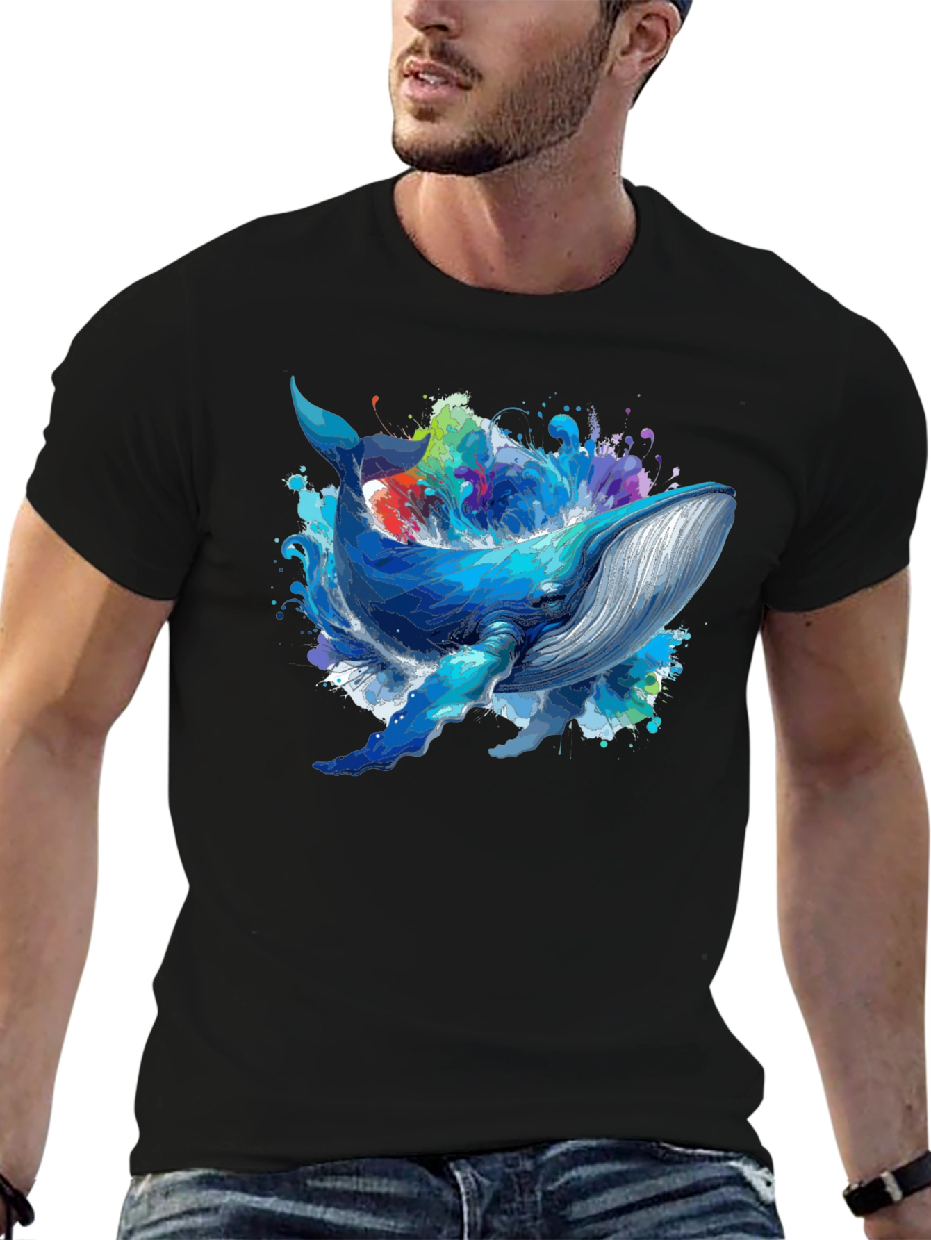 Whale Graphic Tee - Black Unisex T-Shirt