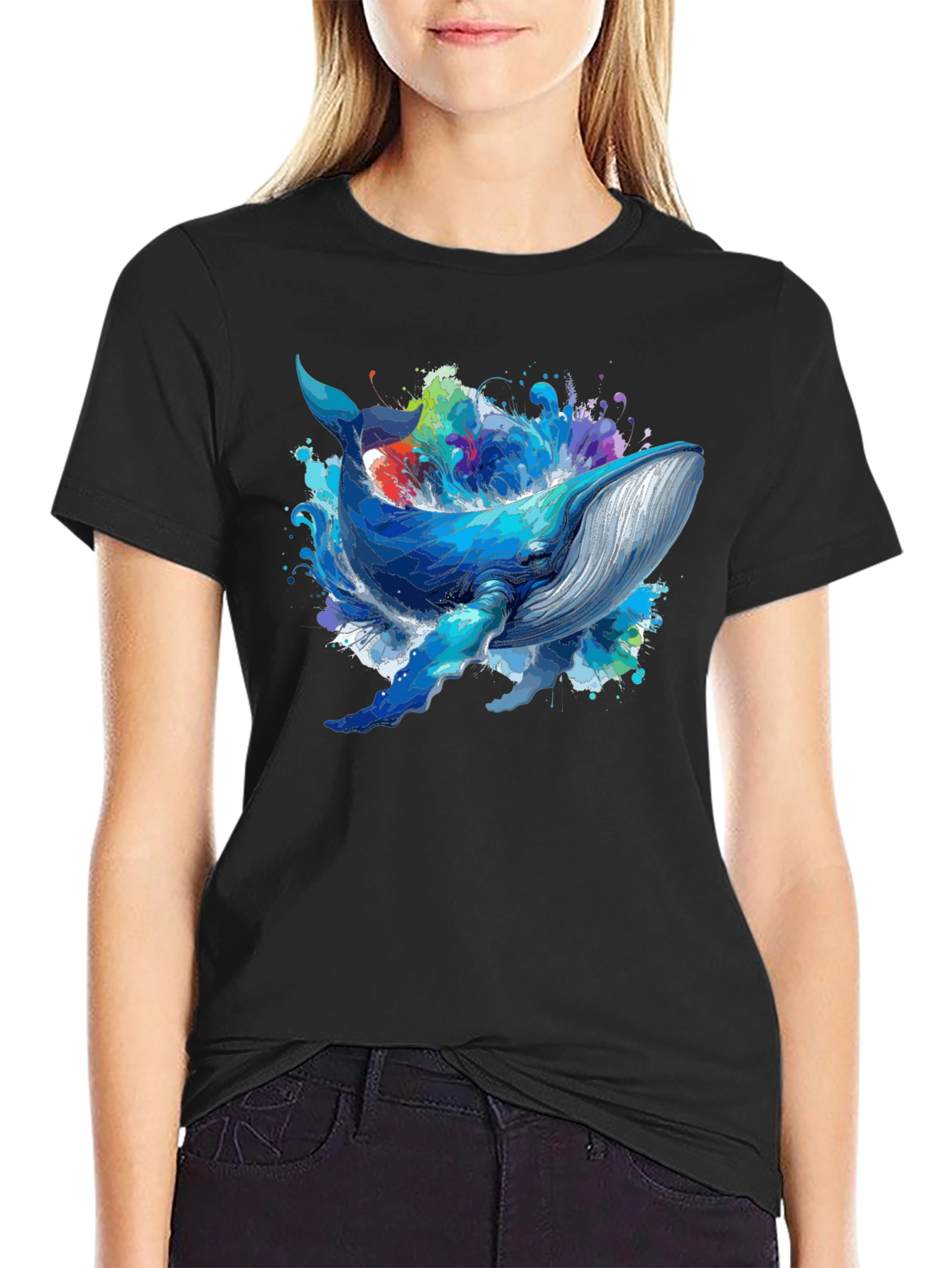 Whale Graphic Tee - Black Unisex T-Shirt