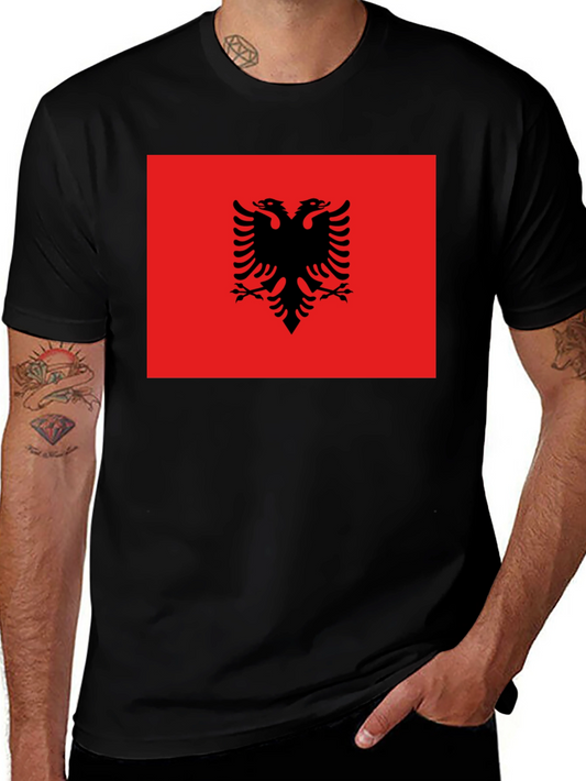 Albania Flag T-Shirt - Double Headed Eagle Design