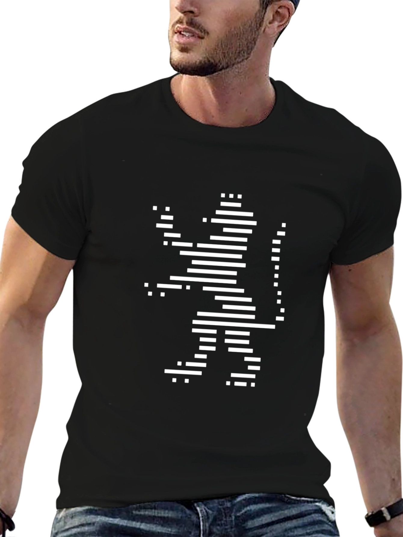 Abstract Lion Graphic Black T-Shirt