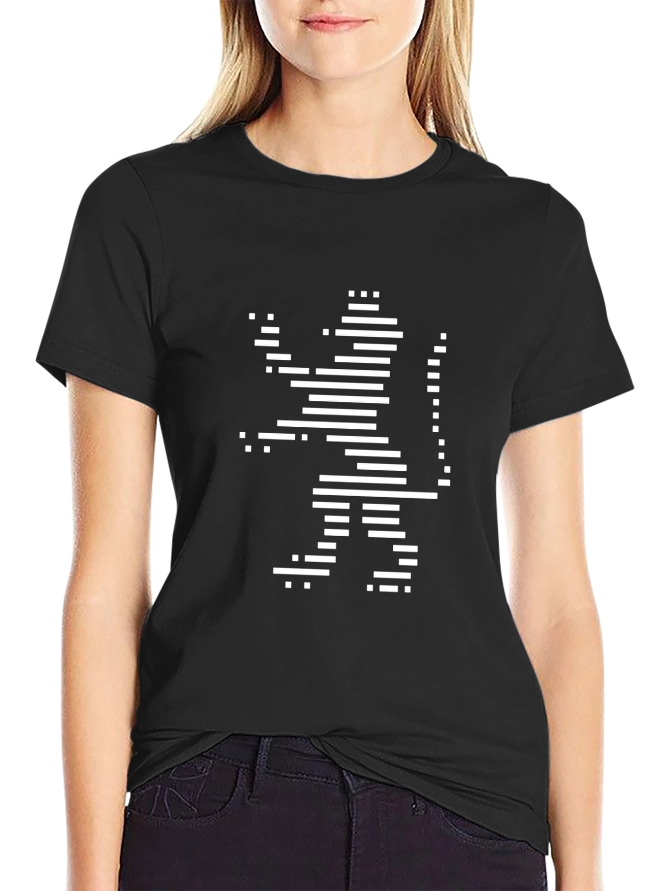 Abstract Lion Graphic Black T-Shirt