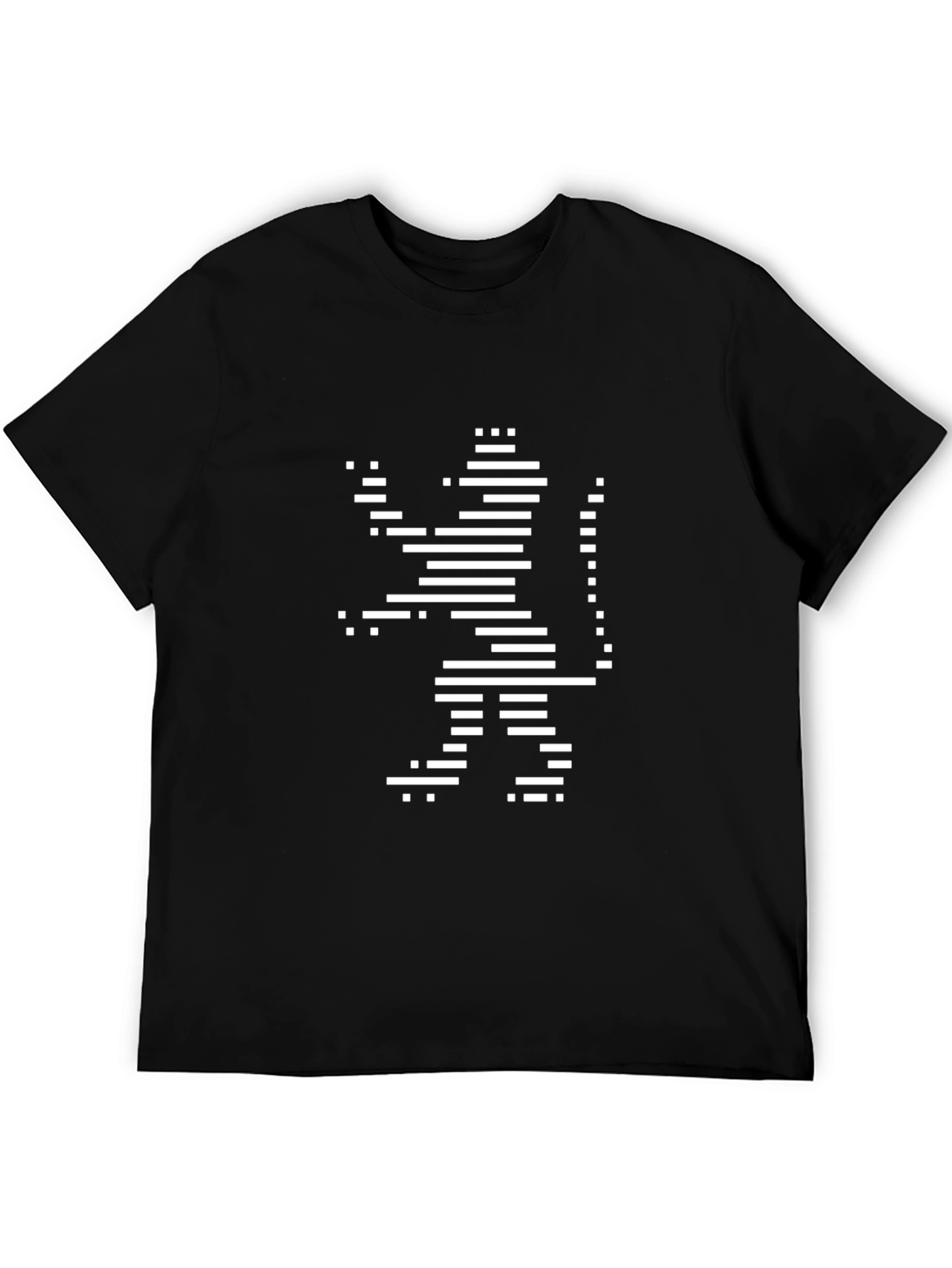 Abstract Lion Graphic Black T-Shirt