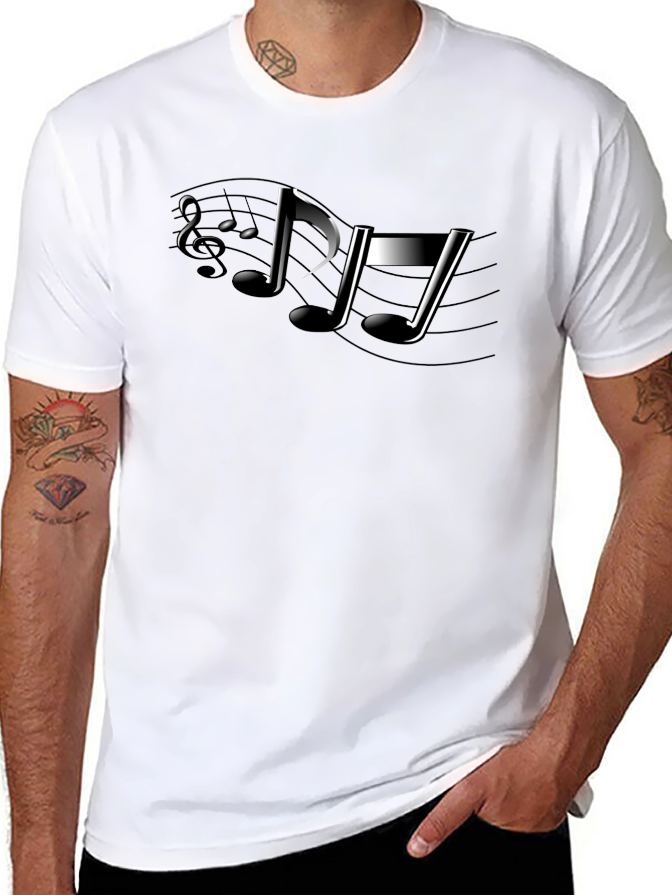 Musical Note Graphic Black T-Shirt