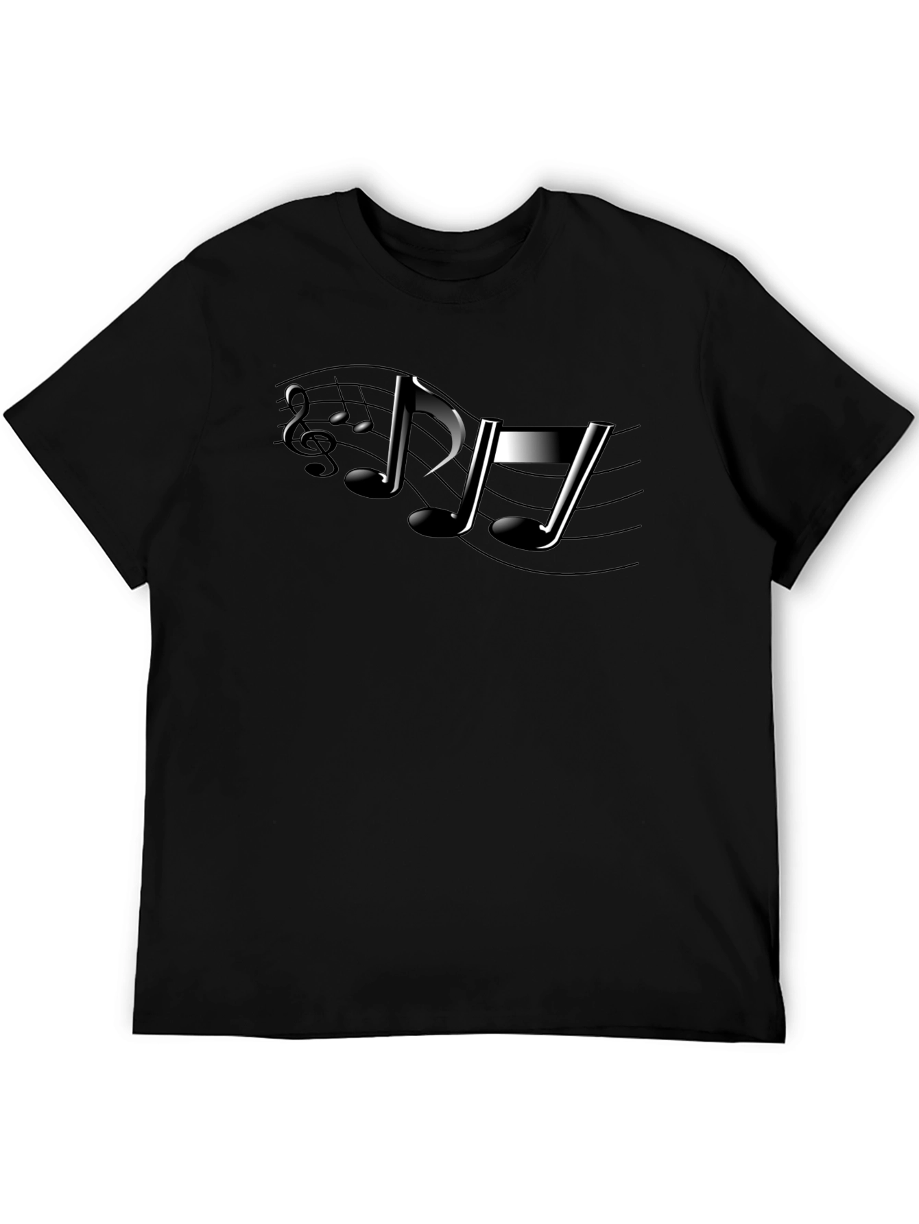 Musical Note Graphic Black T-Shirt