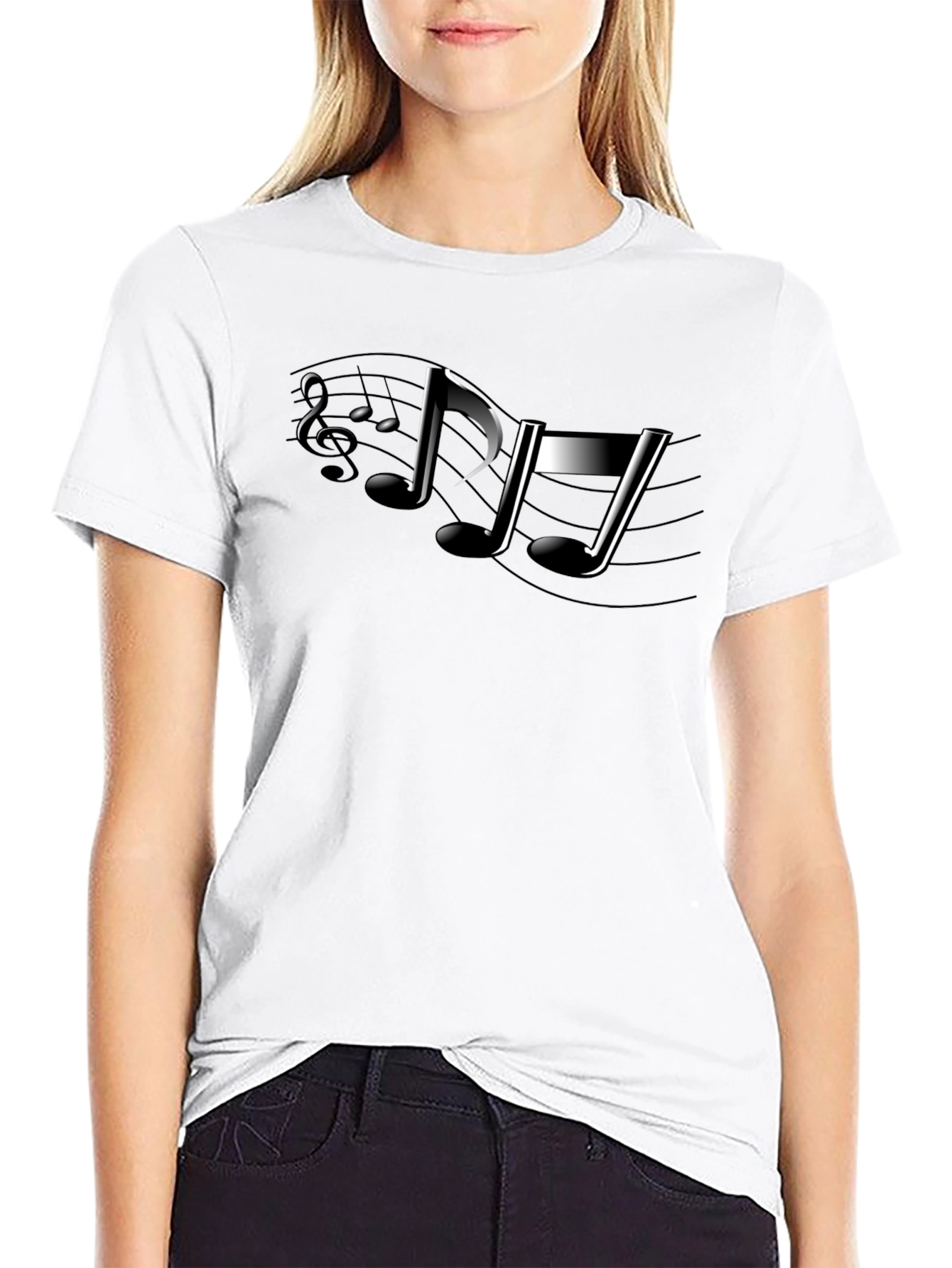 Musical Note Graphic Black T-Shirt