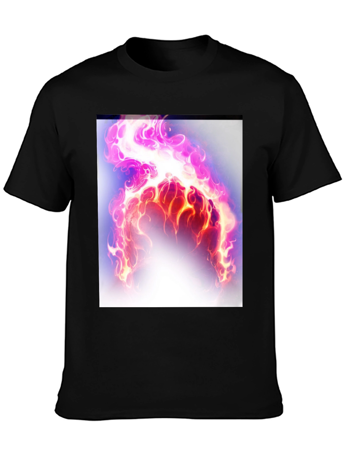 Flaming Aura Graphic Tee - Black Cotton Casual Shirt