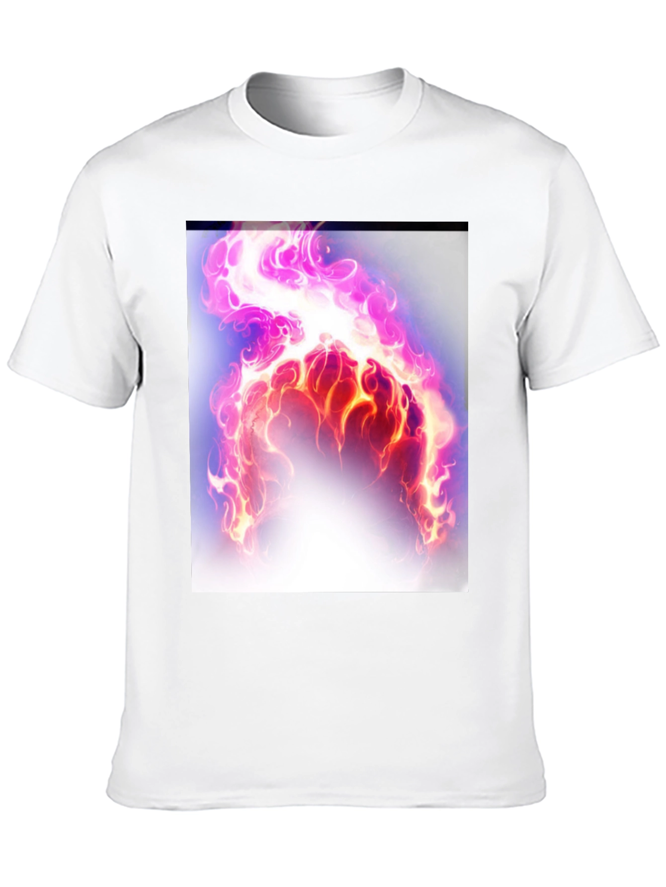 Flaming Aura Graphic Tee - Black Cotton Casual Shirt