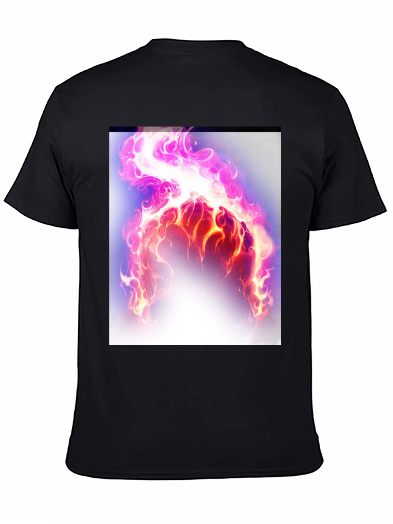 Flaming Aura Graphic Tee - Black Cotton Casual Shirt