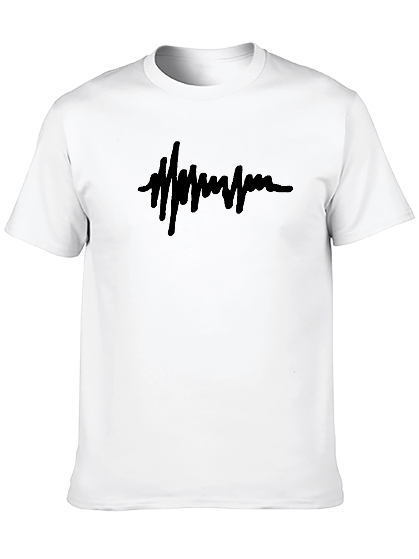 Mens Black T-Shirt with Abstract Line Design