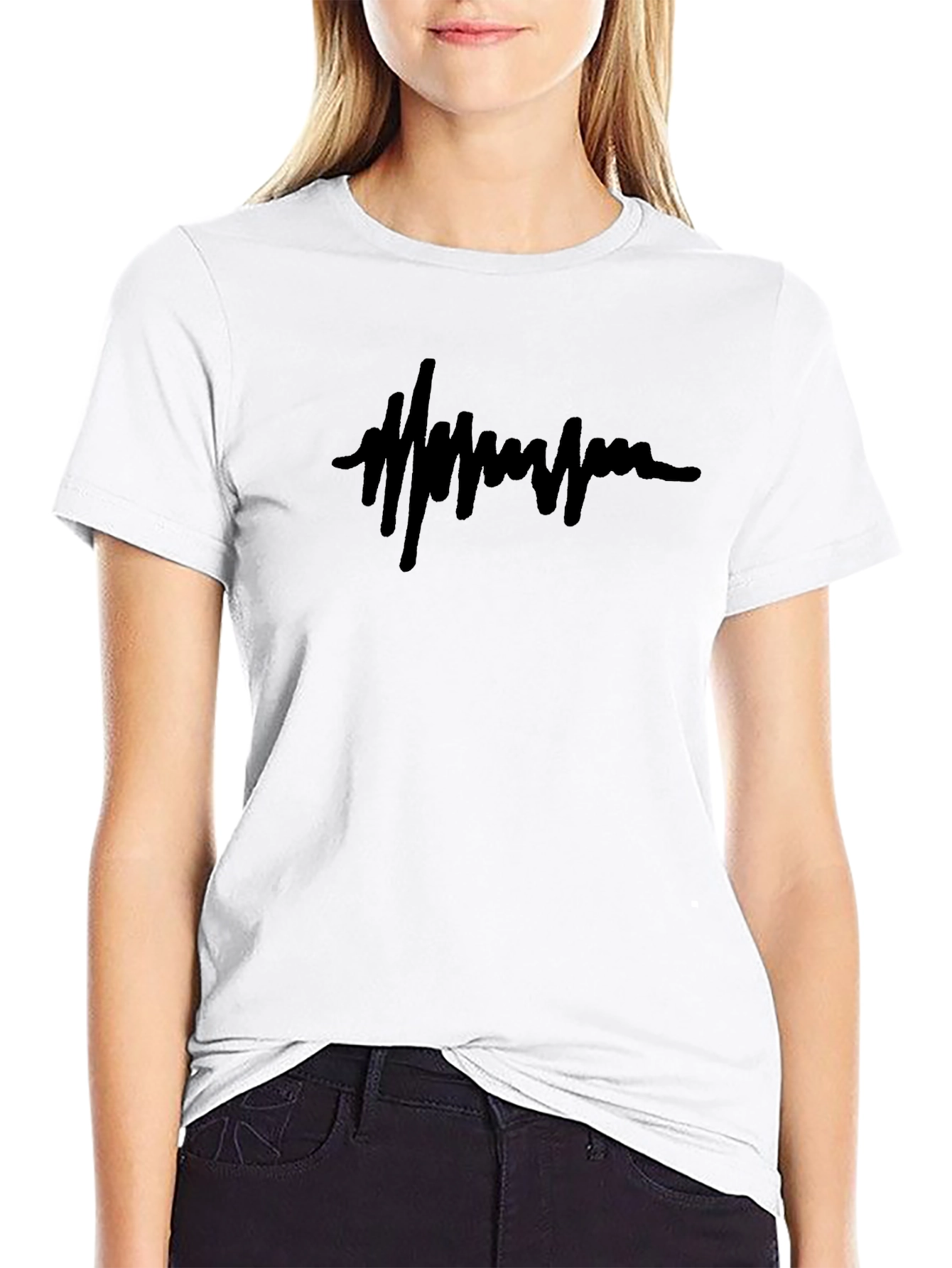 Mens Black T-Shirt with Abstract Line Design