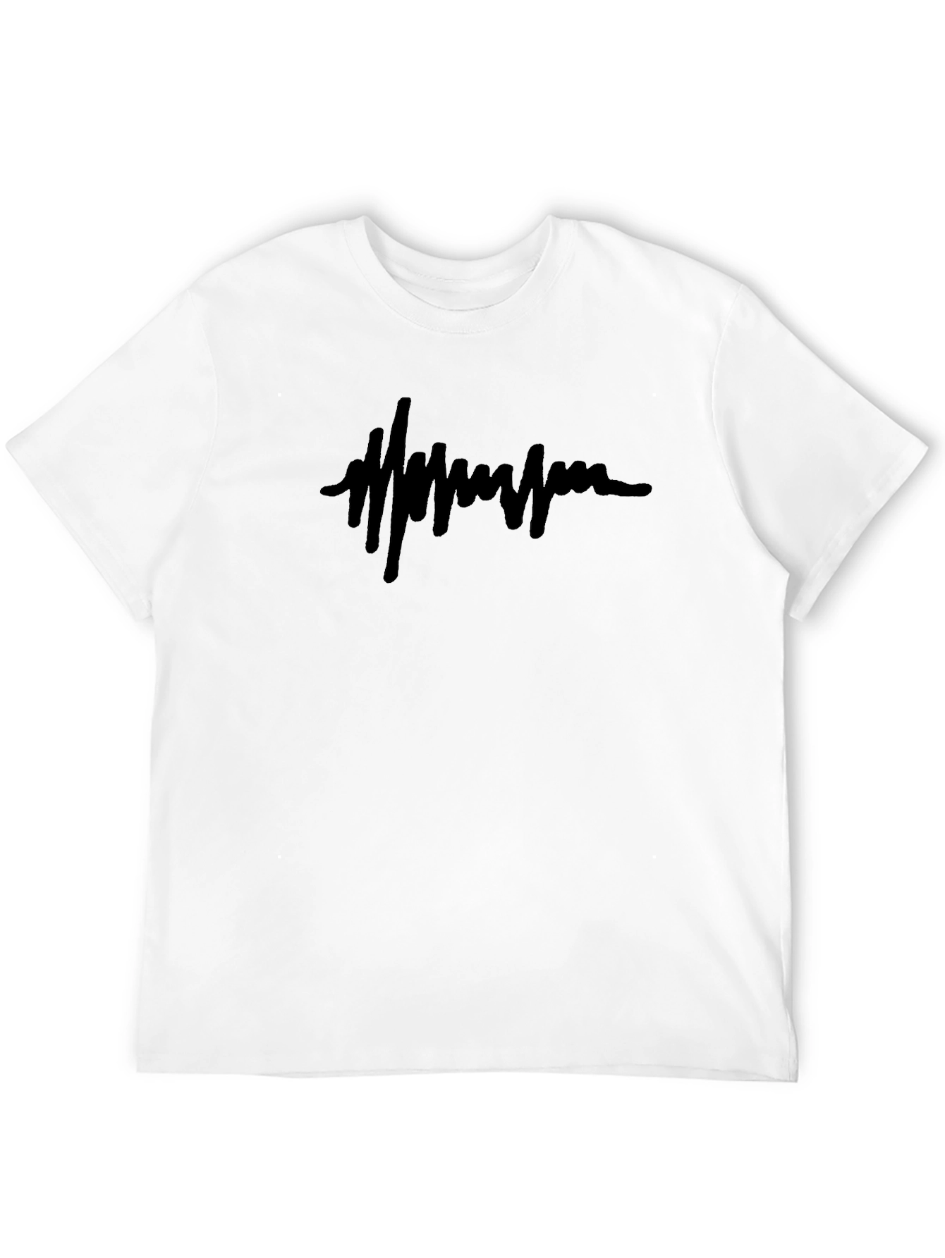 Mens Black T-Shirt with Abstract Line Design