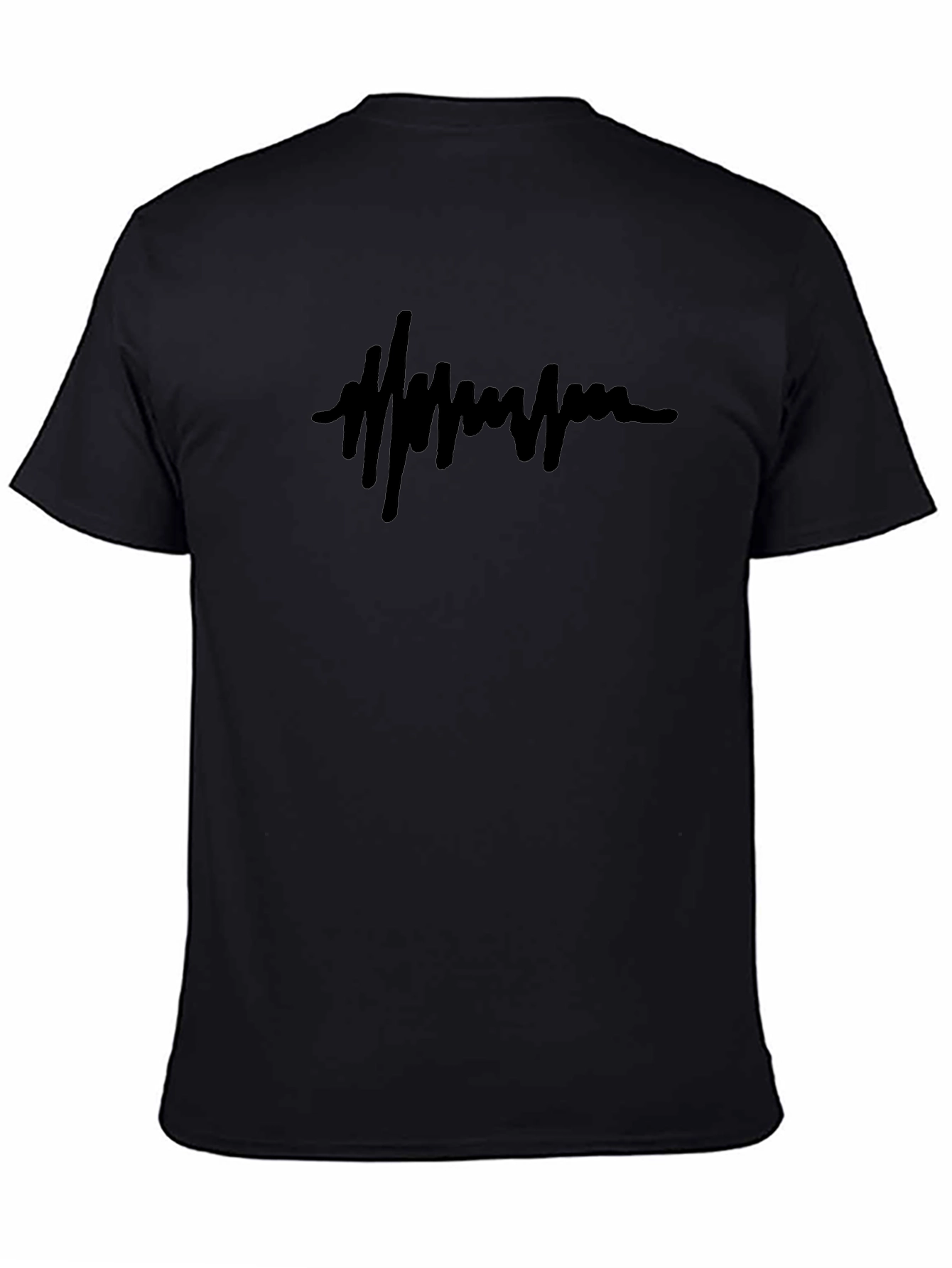 Mens Black T-Shirt with Abstract Line Design